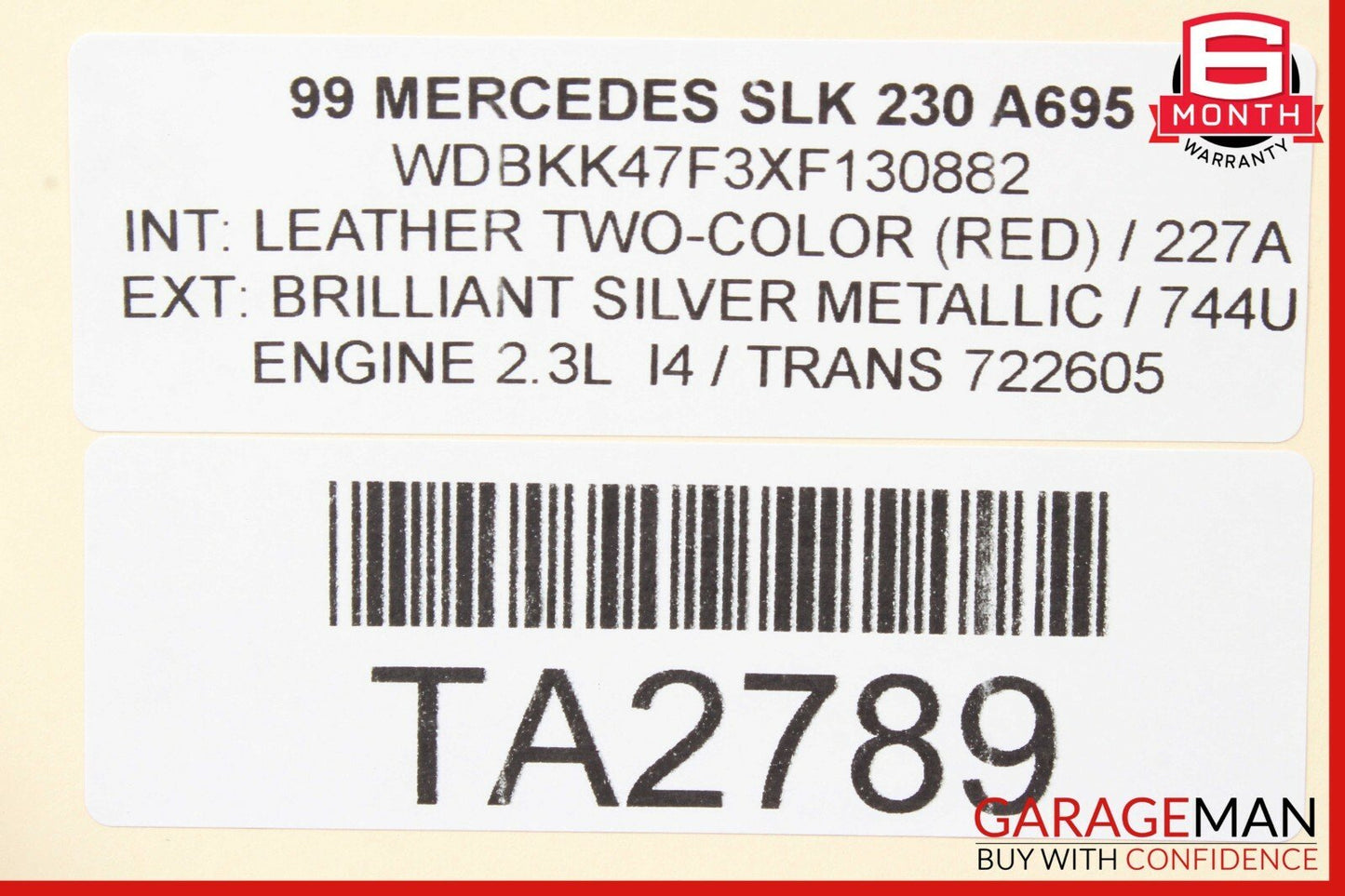 97-04 Mercedes R170 SLK230 Convertible Roof Hard Top Folding Panel Cover Silver