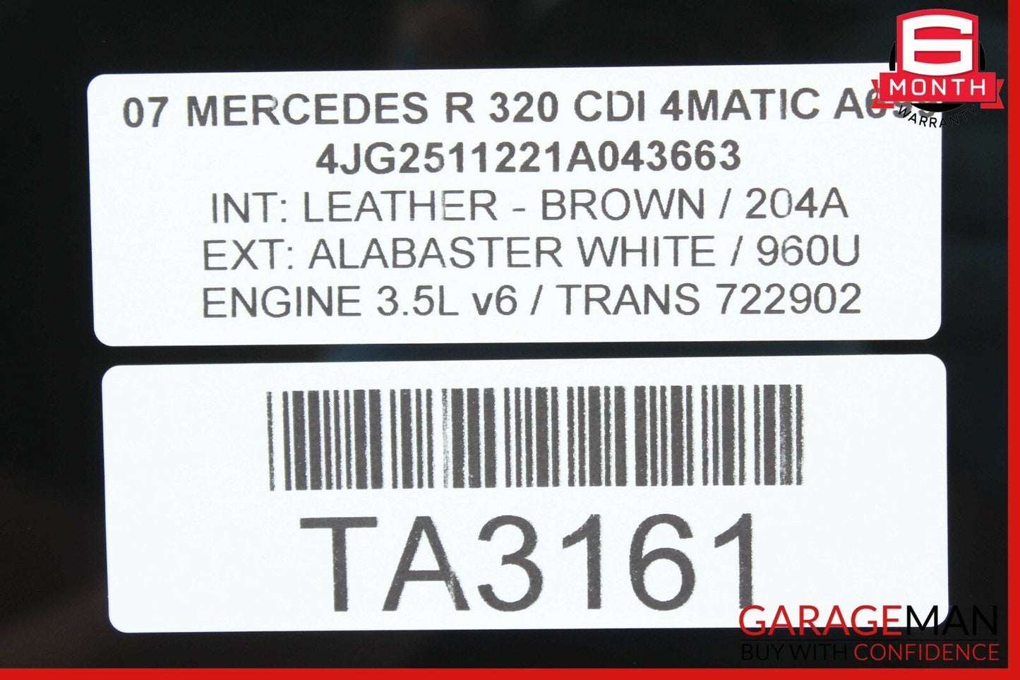06-10 Mercedes W251 R320 R350 Rear Left Side Door Window Auto Glass Tinted