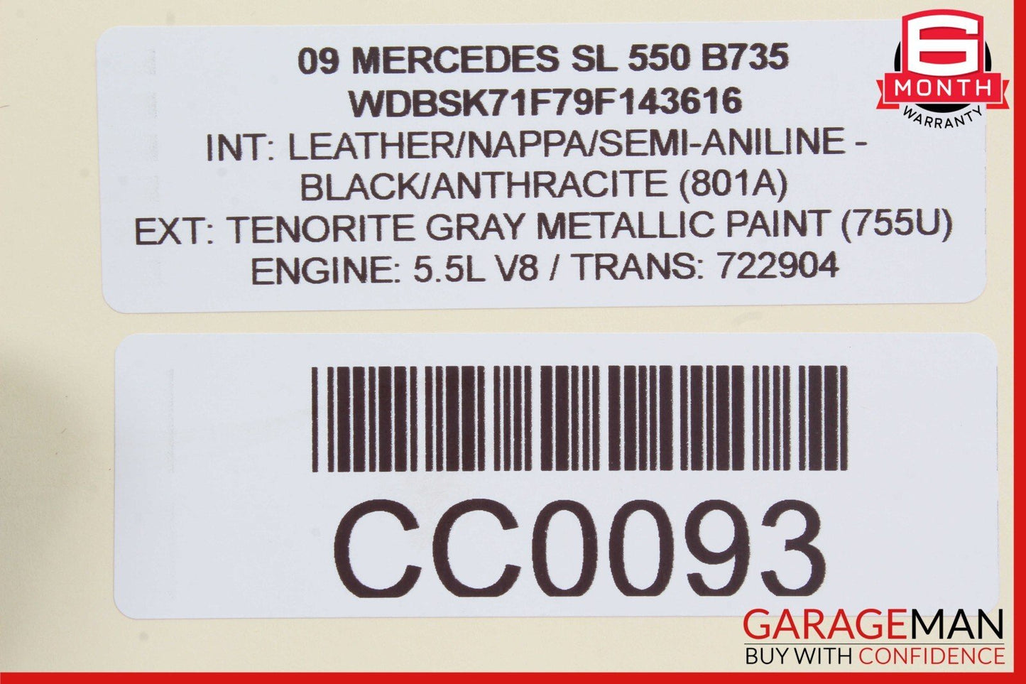 05-12 Mercedes R230 SL500 SL550 Interior Overhead Top Upper Dome Reading Light