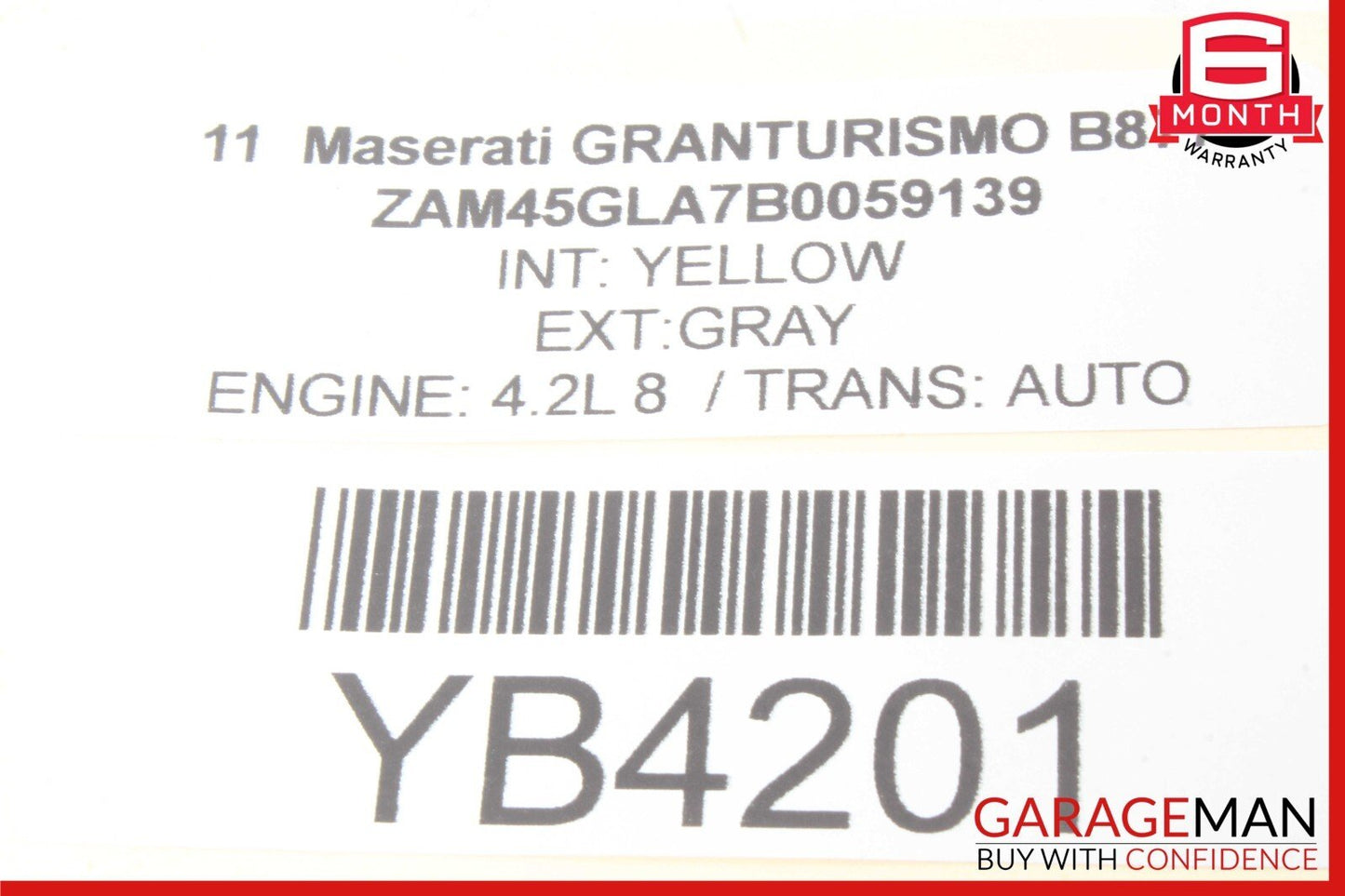 08-12 Maserati GranTurismo M145 Right Passenger Side Inner Tail Light Lamp OEM