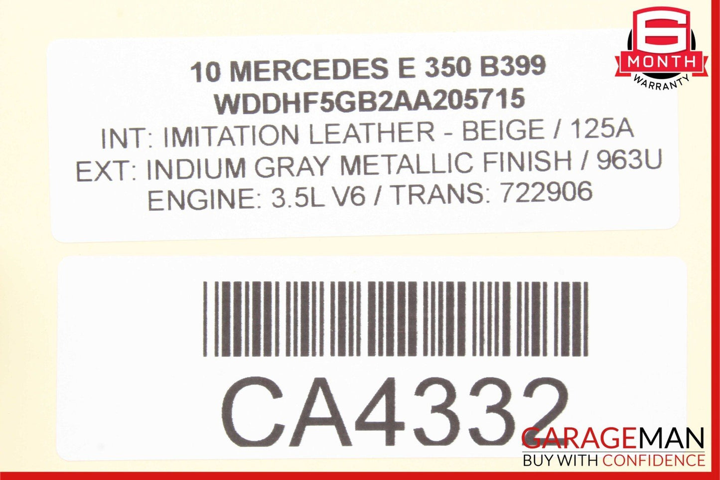 10-13 Mercedes W212 E350 Front or Rear Right Exterior Door Handle Indium Gray