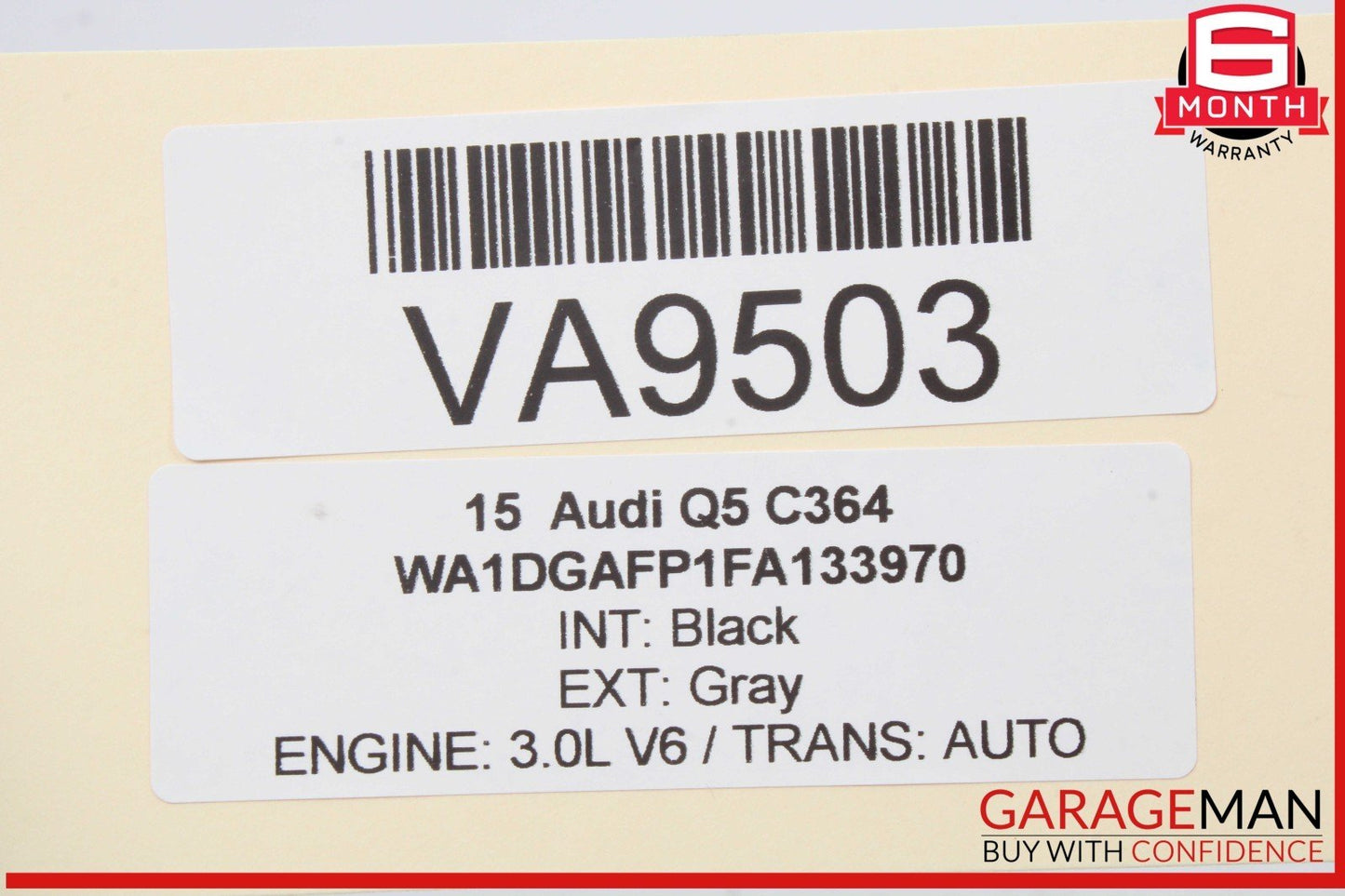 13-17 Audi Q5 SQ5 Front Engine Upper Slam Panel Cover Black 8R0807081A OEM