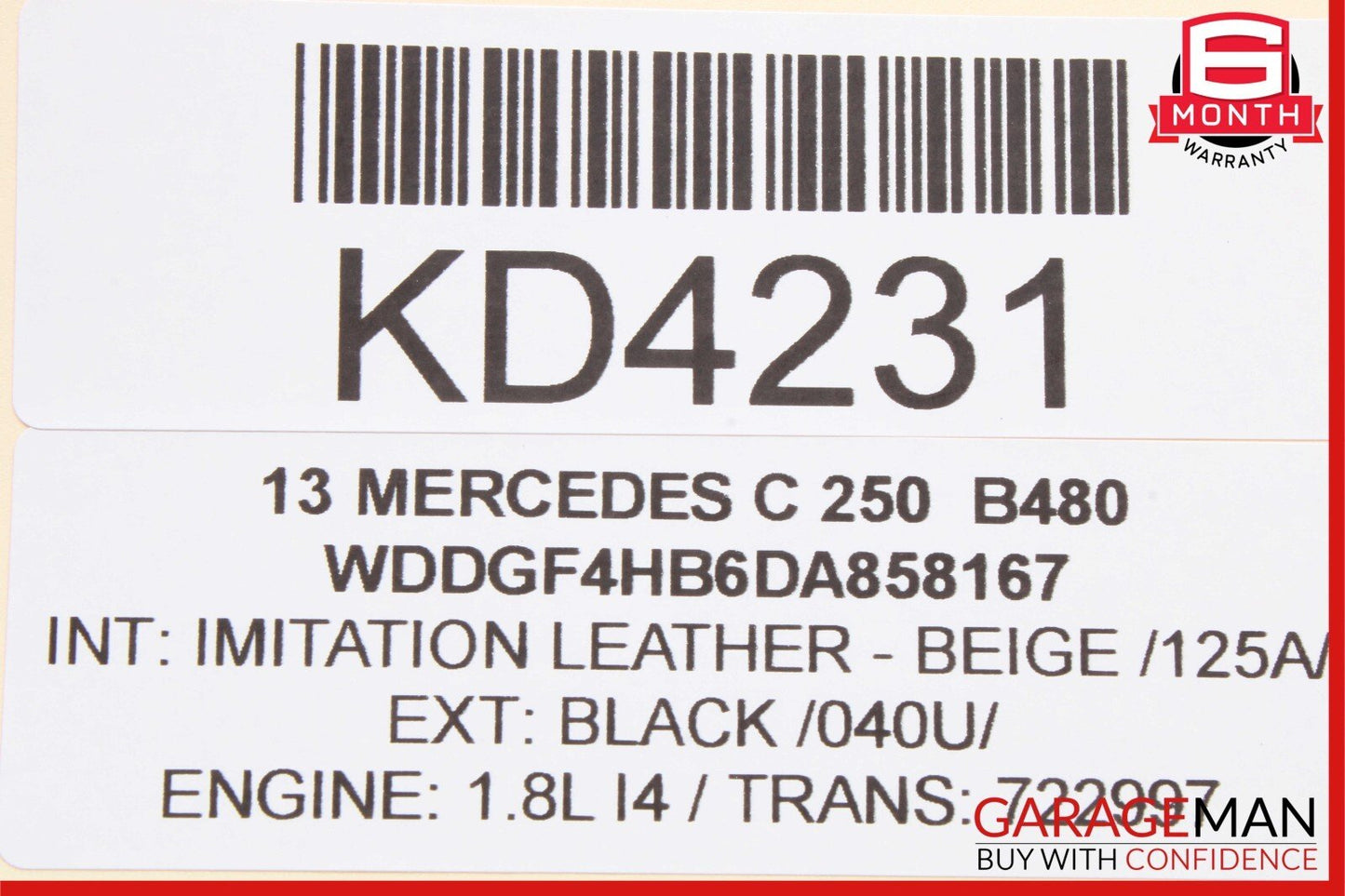 08-14 Mercedes W204 C300 C250 Front Top Upper Rear View Mirror Assy Beige OEM