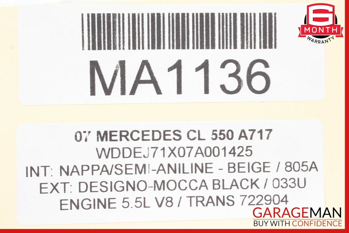 07-10 Mercedes W216 CL550 CL600 Windshield Night Vision Camera Trim Cover Gray