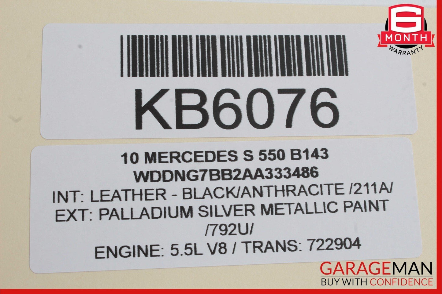 07-13 Mercedes W221 S550 S600 S63 AMG Interior Top Rear View Mirror Gray OEM