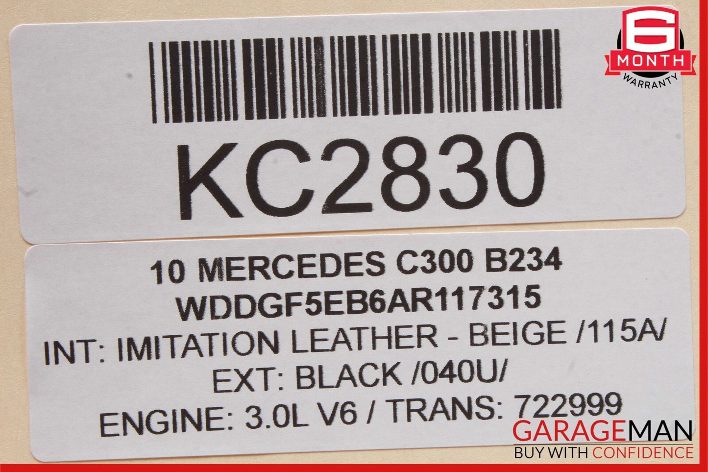 08-14 Mercedes W204 C300 C350 C63 AMG Rear Left Side Exterior Door Handle White