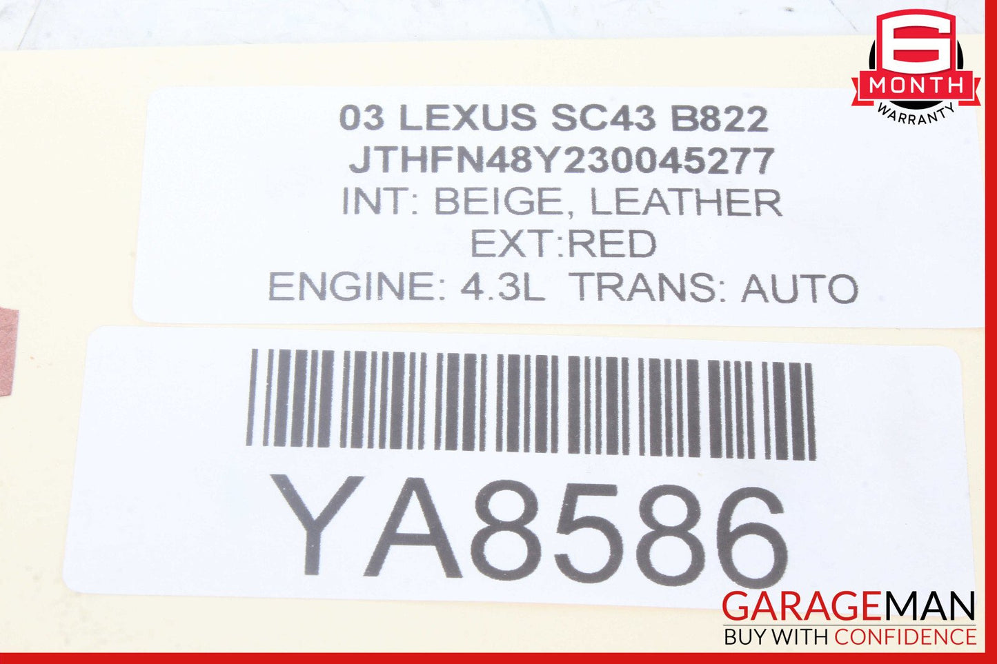 02-10 Lexus SC430 Front Left Side Fog Light Lamp OEM