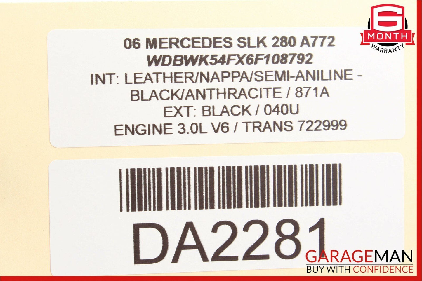 05-08 Mercedes R171 SLK280 Front Left Side Seat Belt Seatbelt Retractor Black
