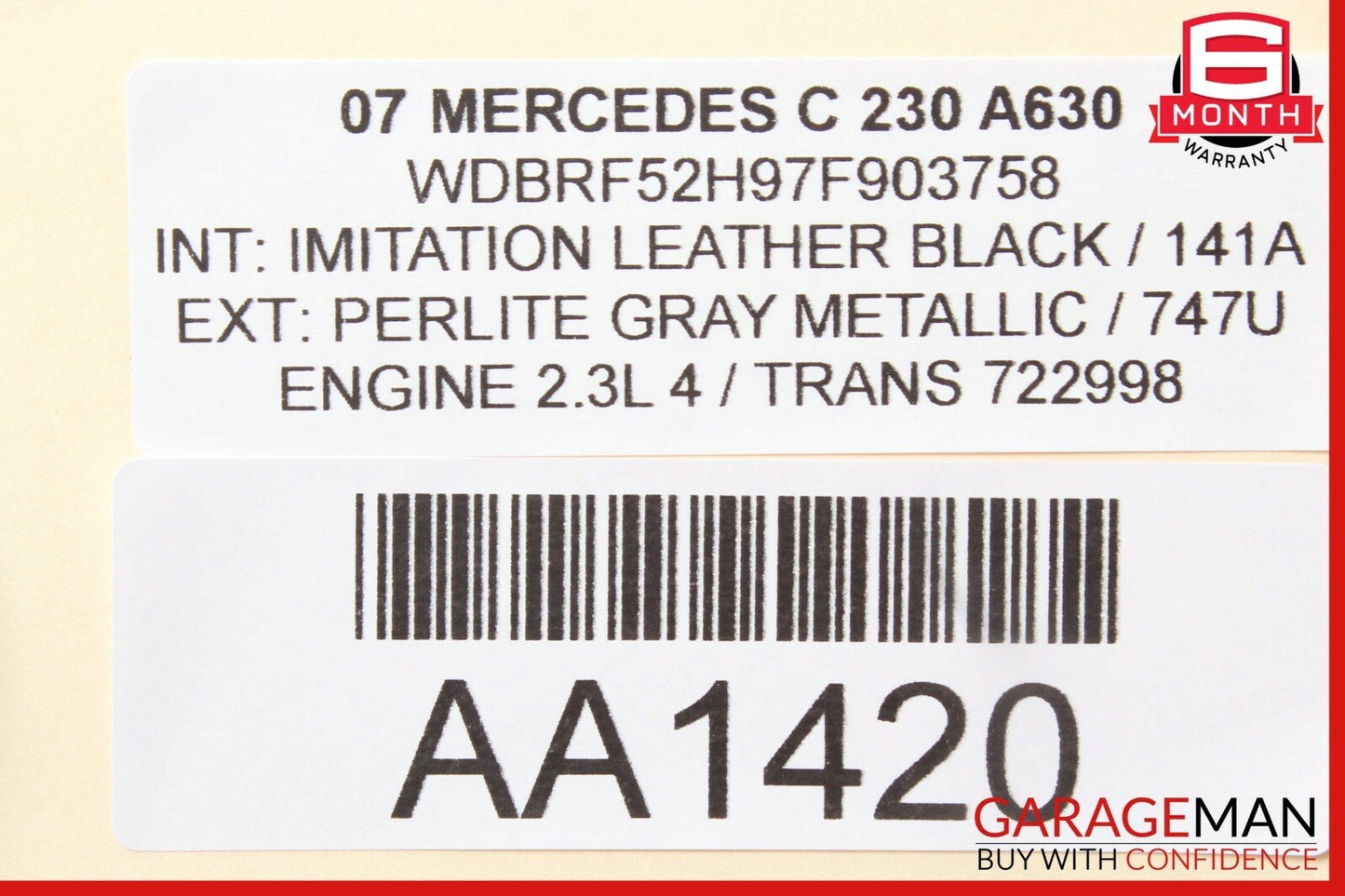 01-07 Mercedes W203 C230 C55 AMG Rear Right Passenger Door Lock Latch Actuator