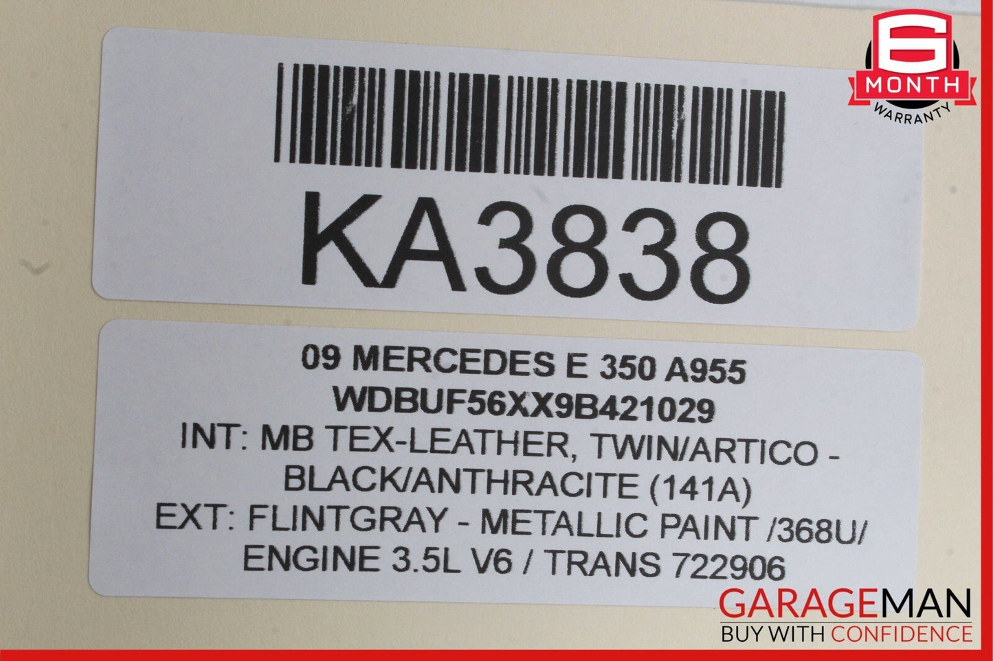 07-09 Mercedes W211 E350 E550 E63 AMG Interior Top Upper Rear View Mirror Gray