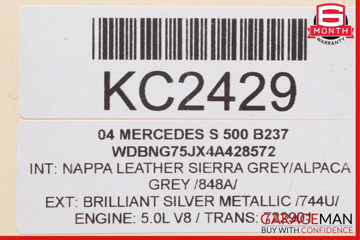 00-06 Mercedes W220 S500 S430 Rear Right Side Door Window Regulator Motor Unit