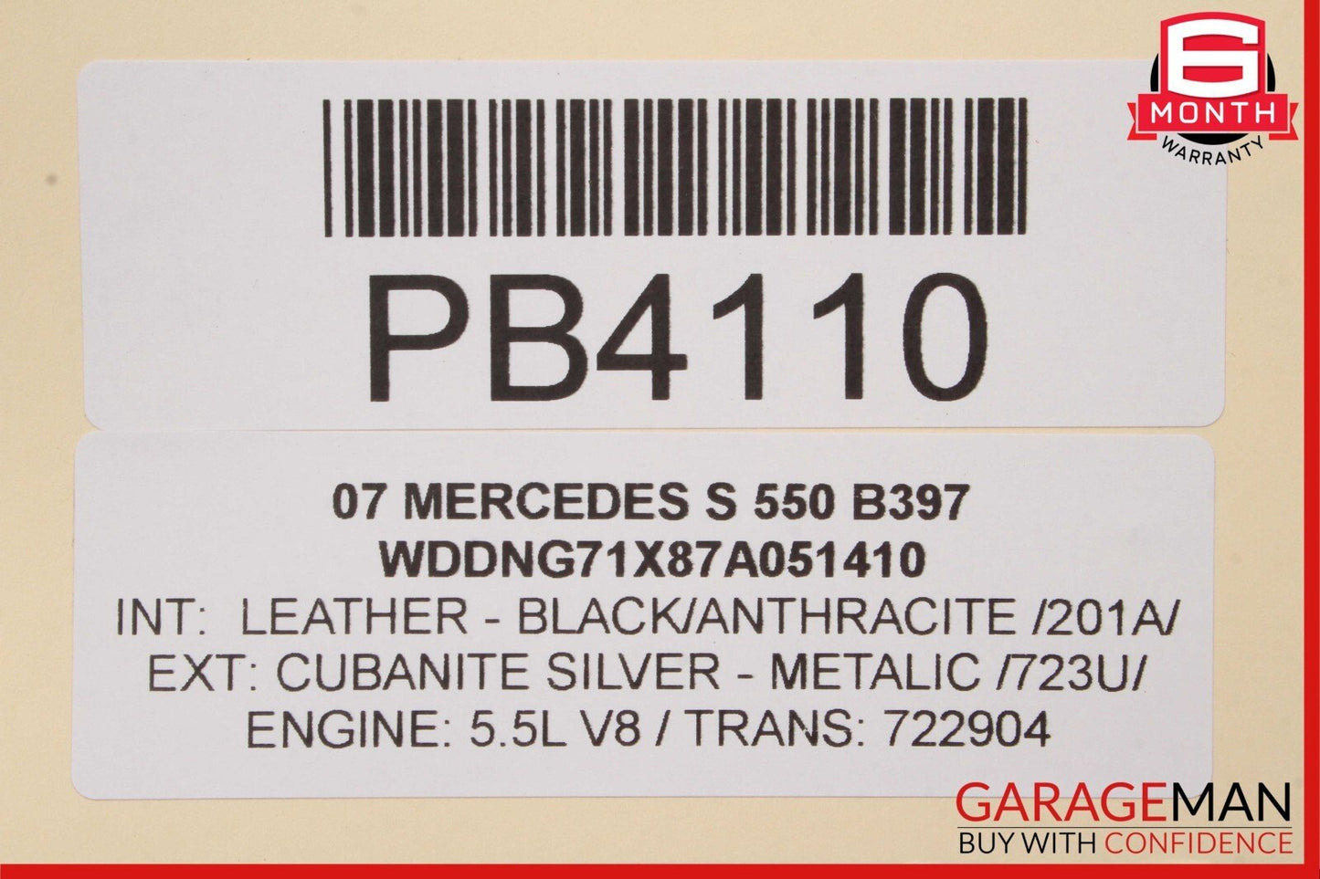 07-13 Mercedes W221 S550 S65 AMG Center Upper Middle Pano Panoramic Roof Glass