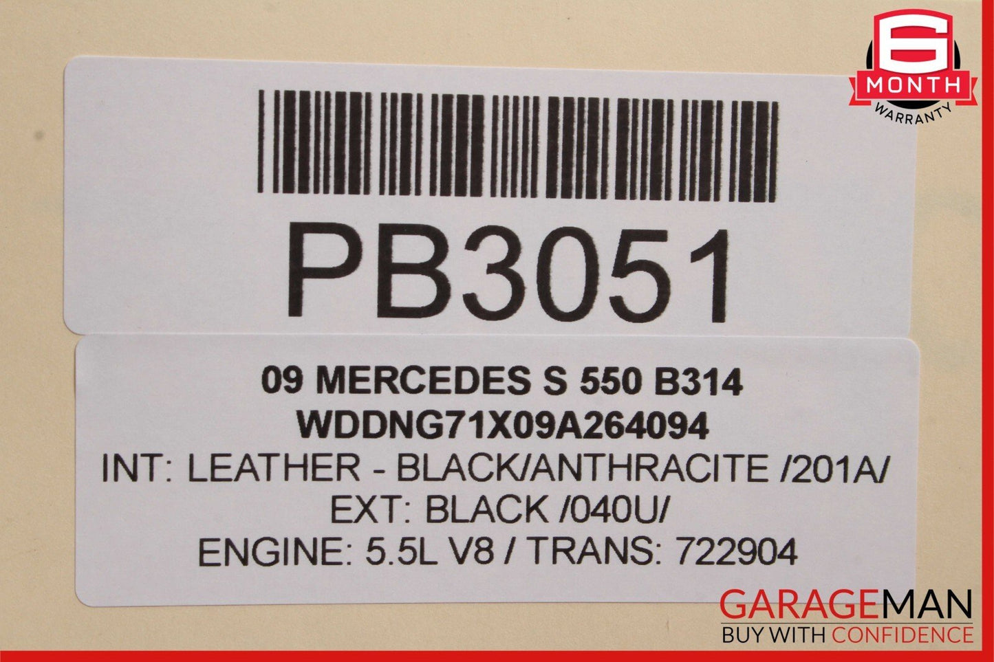 07-09 Mercedes W221 S550 Front Right Passenger Side Upper Top Seat Cushion Black