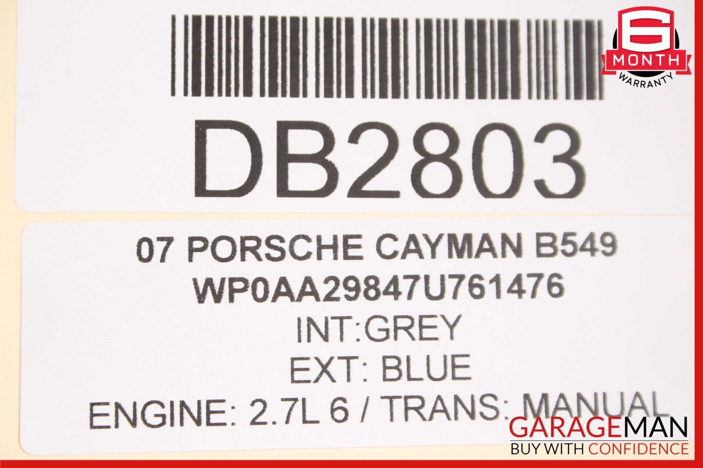 06-08 Porsche Cayman 987 Rear Trunk Glass Hatch Tail Gate Panel w/ Spoiler Blue