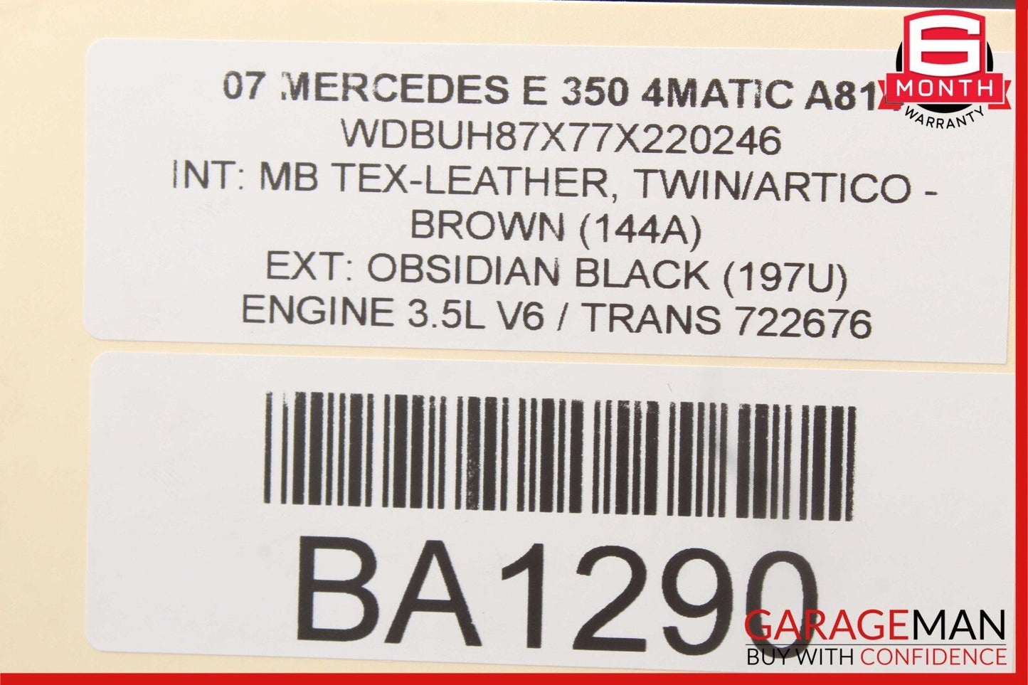 06-09 Mercedes W211 E350 ML350 Front Right Seat Weight Sensor Control Module OEM