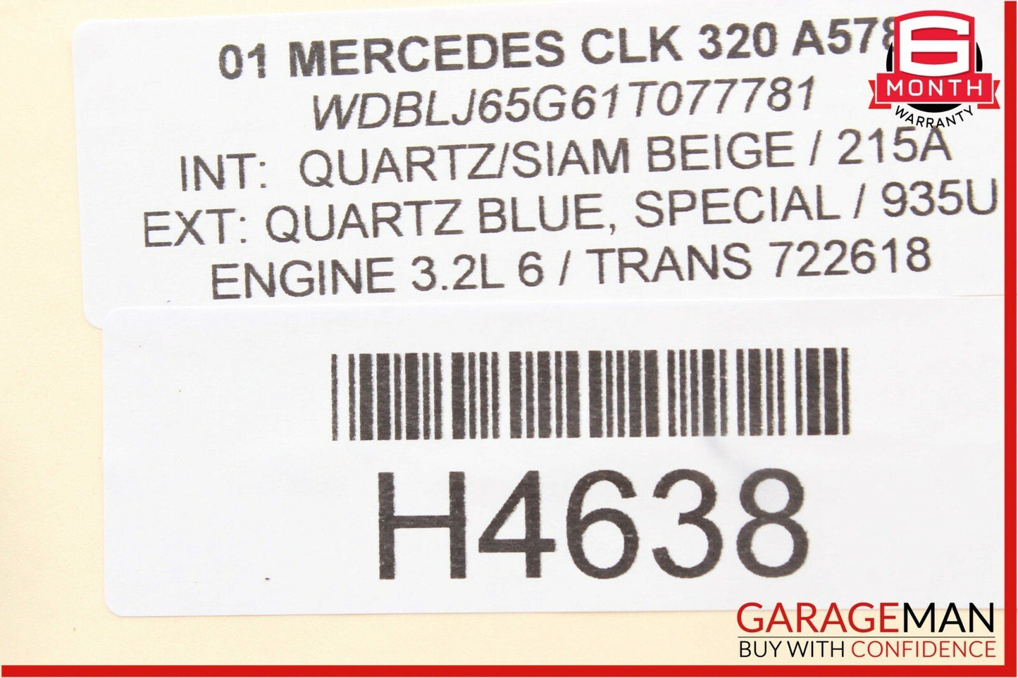 98-03 Mercedes W208 CLK320 Front Right / Left Side Seat Head Rest Headrest Black
