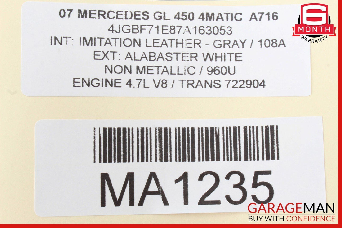 07-12 Mercedes X164 GL450 ML450 Rear Seat Headrest Screen Monitor Display Grey