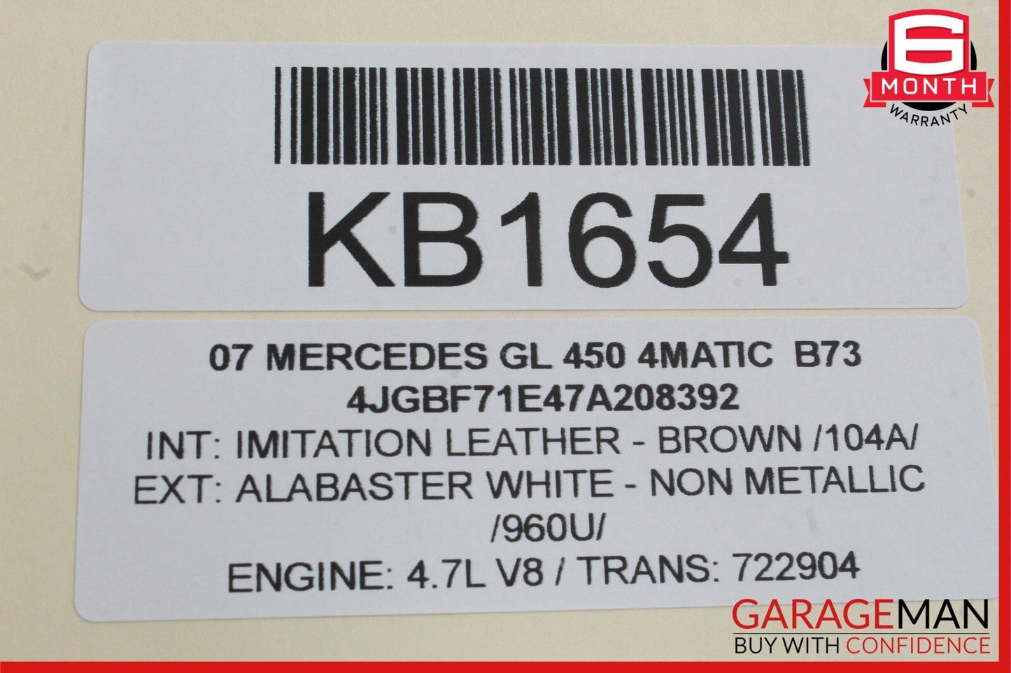 06-13 Mercedes X164 GL450 ML550 Exterior Door Handle Rear Left Side White OEM