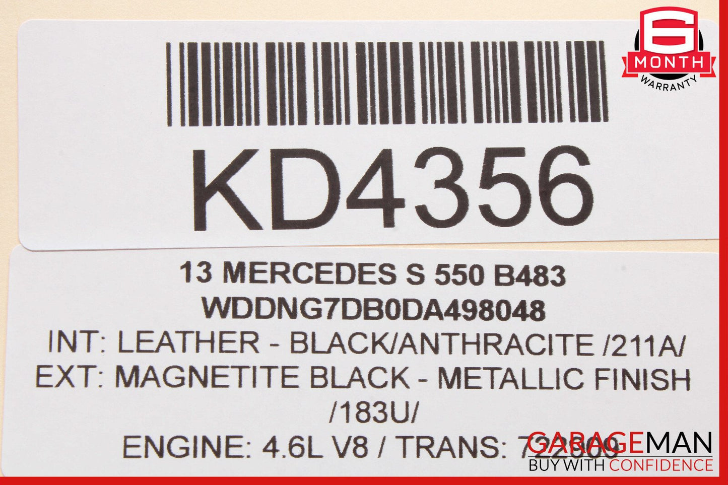 07-13 Mercedes W221 S550 Rear Right Side Exterior Door Handle Keyless Go Black