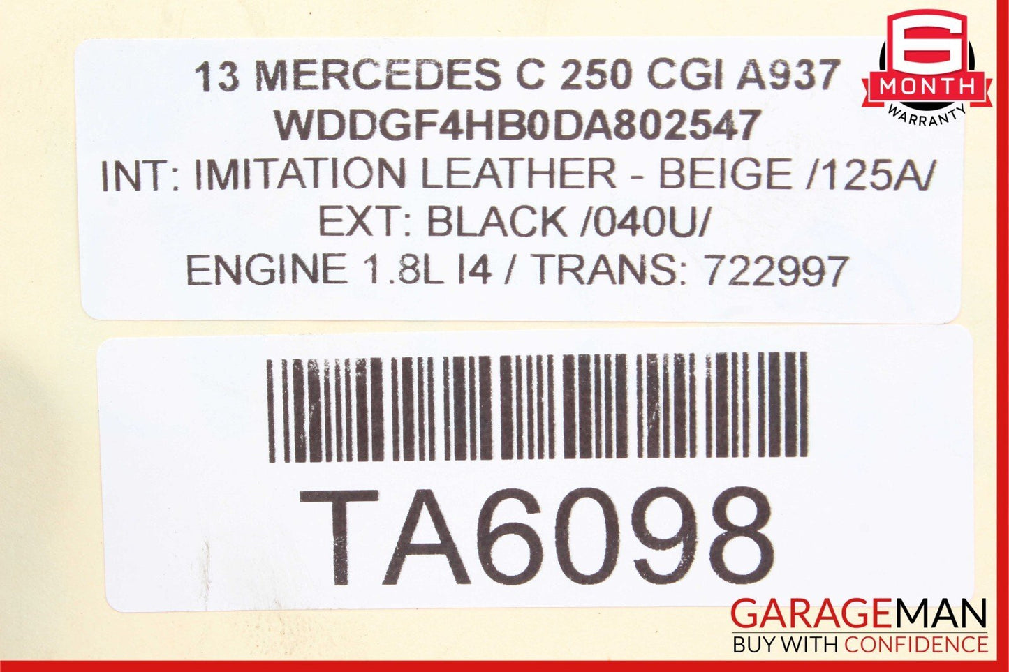 12-15 Mercedes W204 C250 Air Intake Cleaner Box Filter Housing Assembly