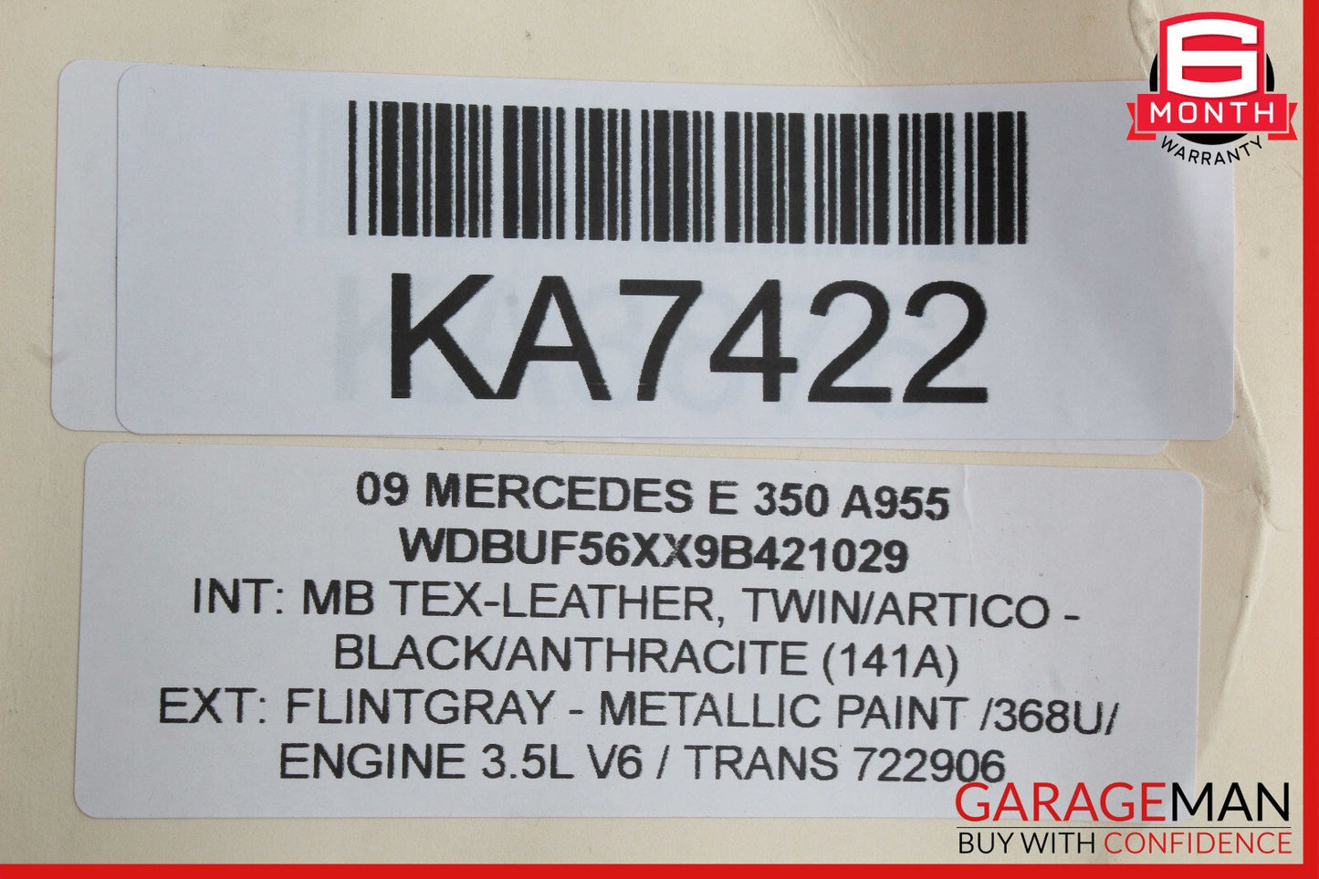 07-09 Mercedes W211 E350 E550 Front Seat Headrest Head Rest Left or Right Black
