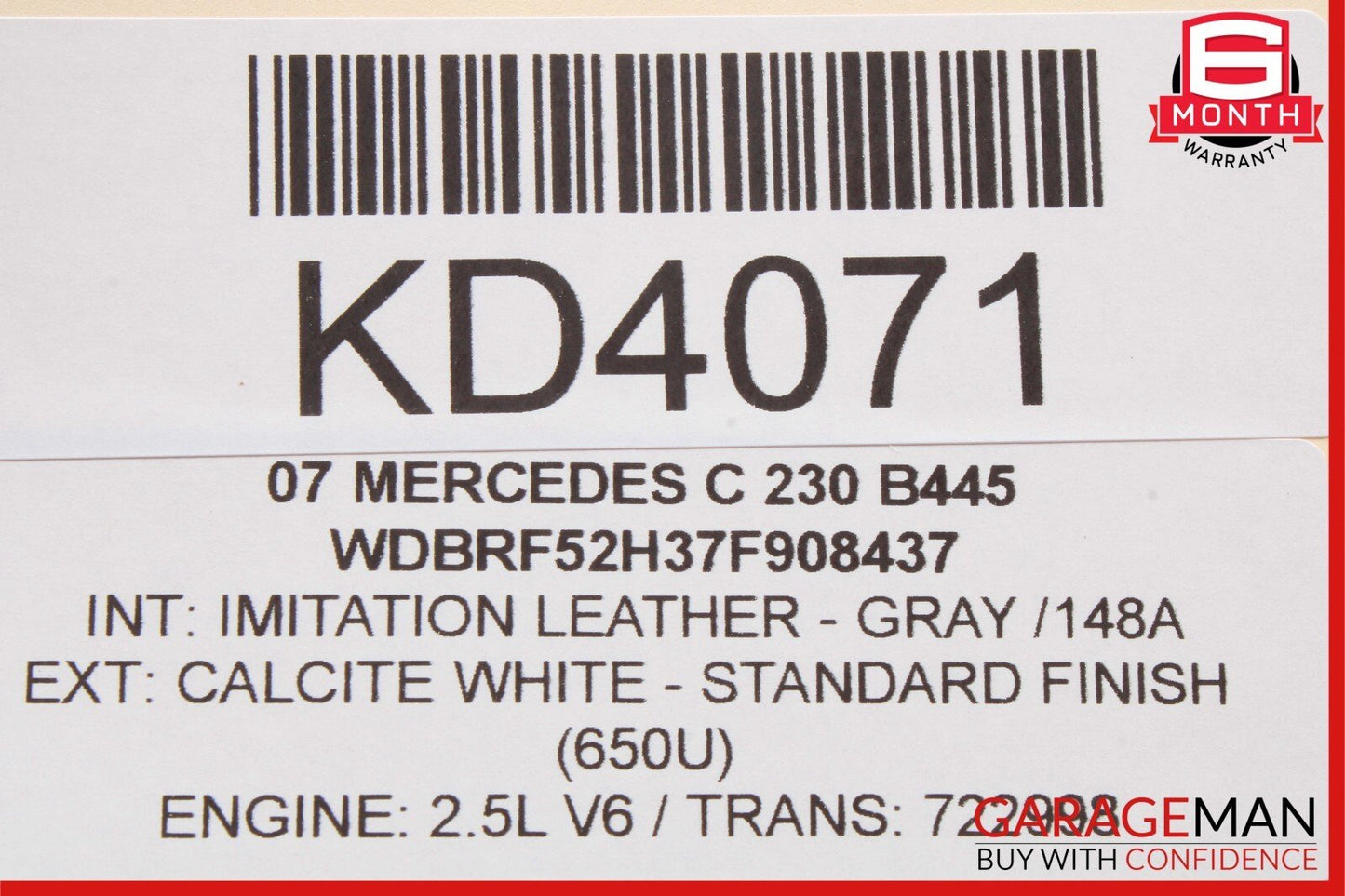 05-07 Mercede W203 C230 C320 C350 Front Right Exterior Door Handle White OEM