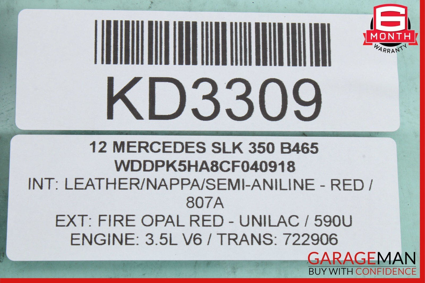 12-20 Mercedes R172 SLK350 SLK250 Rear Right Side Quarter Window Glass OEM