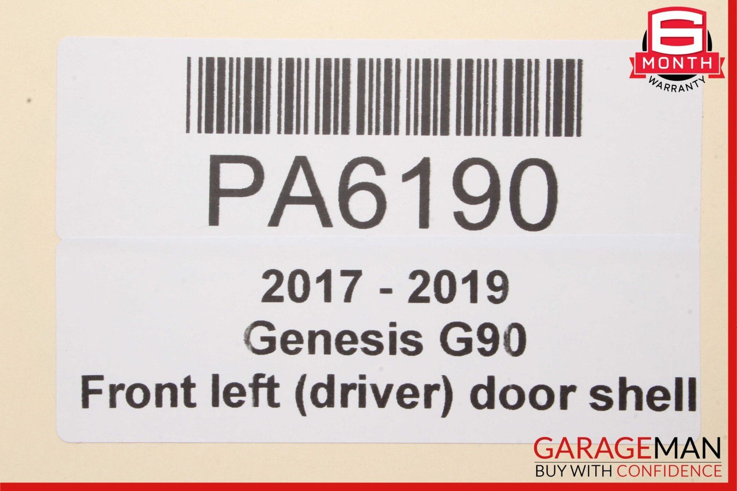 17-19 Genesis G90 Front Left Driver Side Exterior Door Shell Frame Panel Black