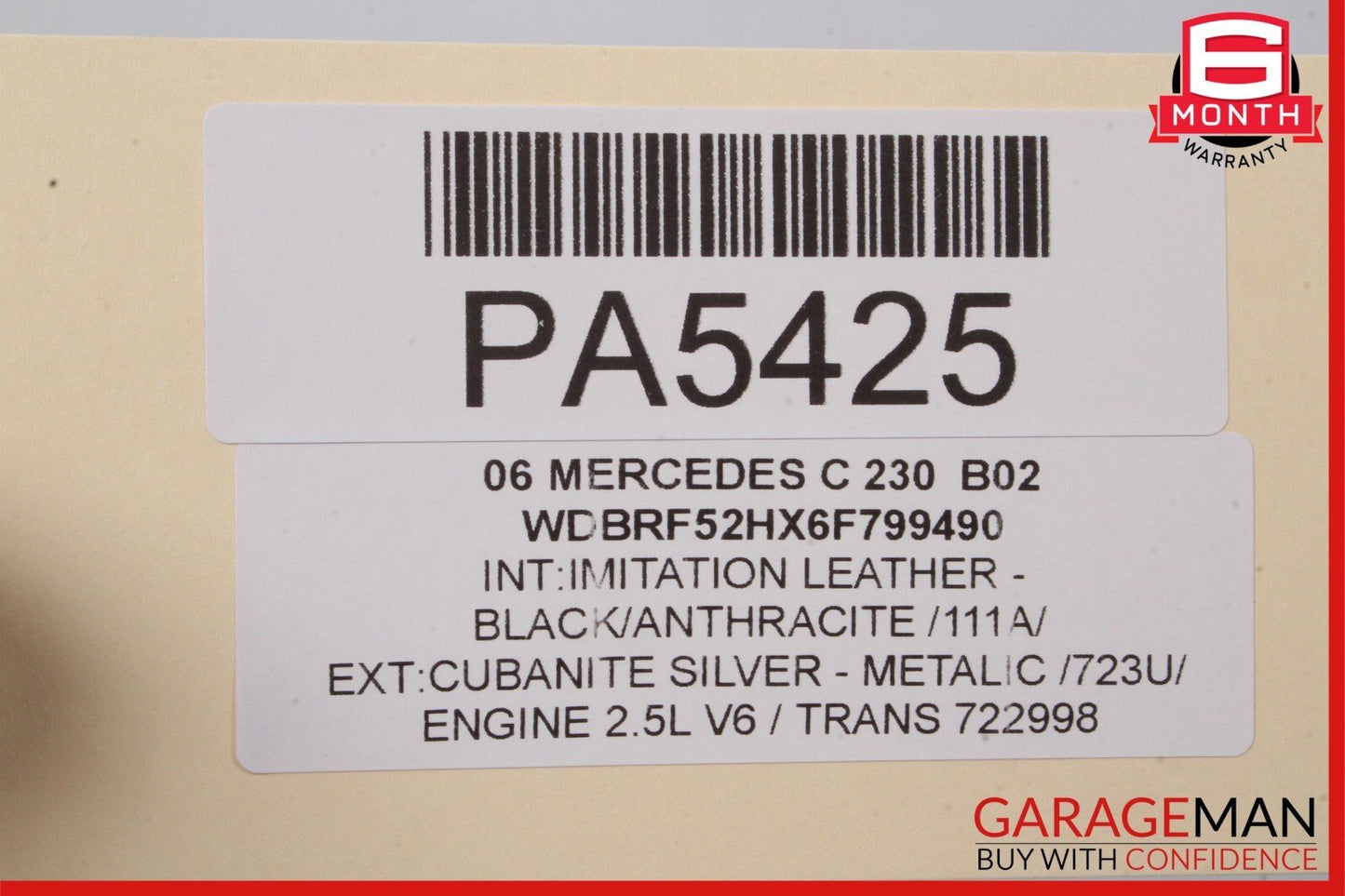 05-07 Mercedes W203 C230 C350 Front Right Side Top Upper Seat Cushion Cover