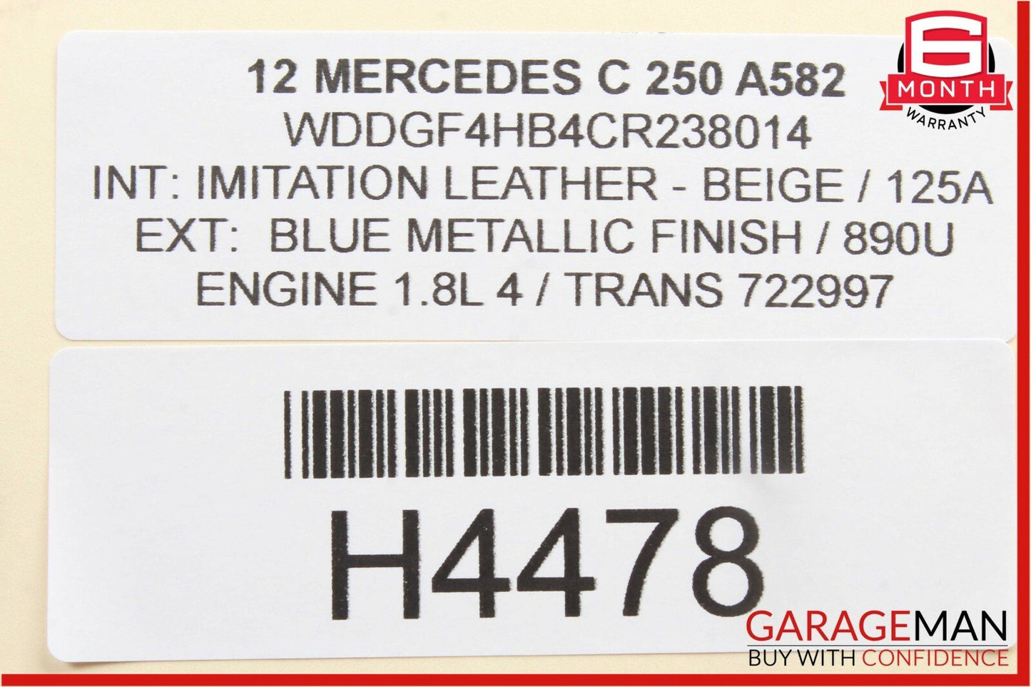 08-14 Mercedes W204 C250 Sedan Rear Left Side Door Window Regulator Motor Unit