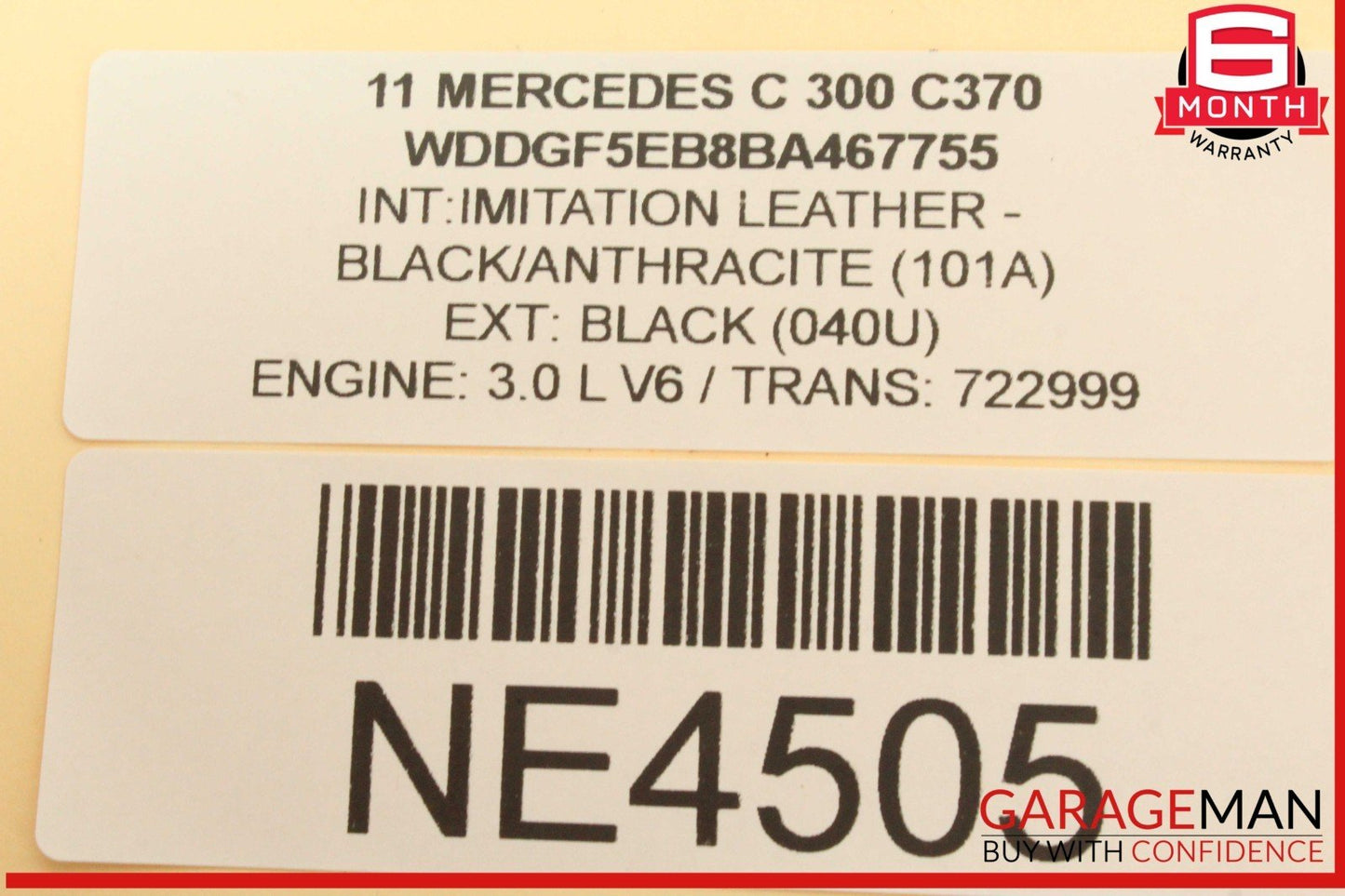 08-11 Mercedes W204 C300 C350 C63 AMG Interior Top Upper Rear View Mirror OEM