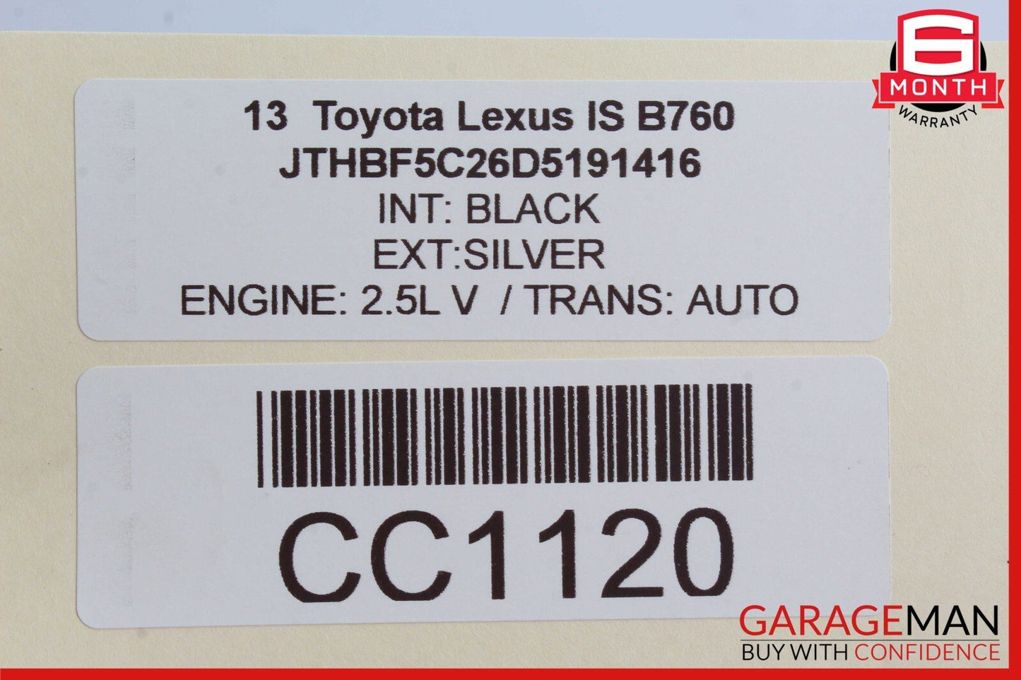 11-13 Lexus IS250 IS350 Rear Right Passenger Side Inner Tail Light Lamp OEM