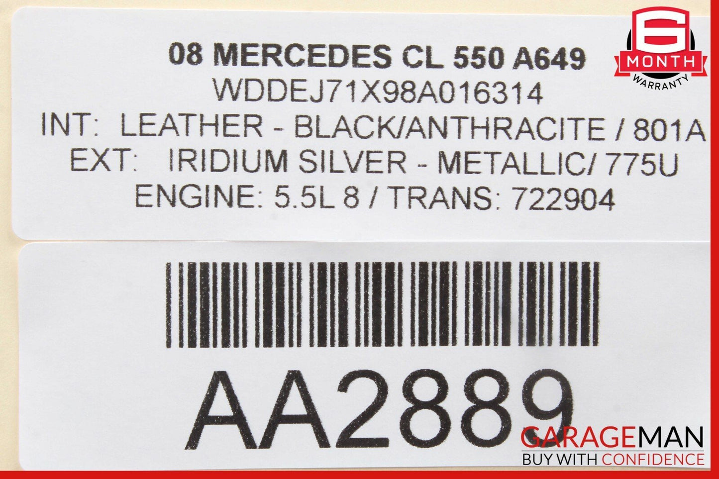 07-10 Mercedes W216 CL550 Front Right Side Lower Bottom Seat Cushion Black OEM