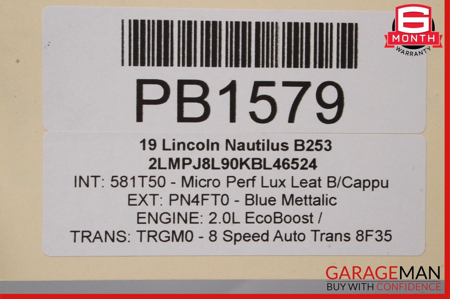 19-21 Lincoln Nautilus Front Right Side Interior Door Panel Cover Trim OEM