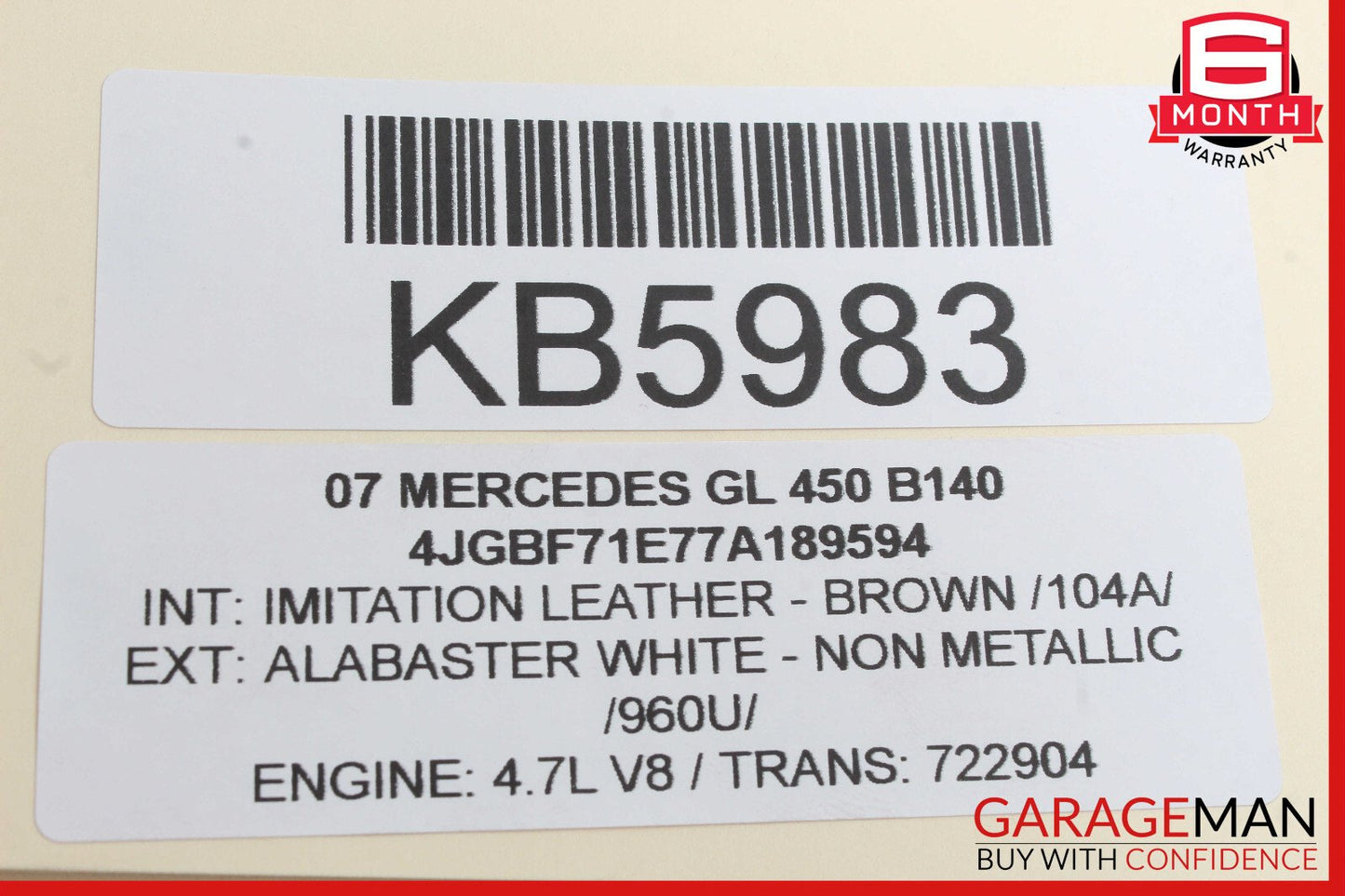 07-09 Mercedes X164 GL450 Rear Left Driver Side Tail Light Lamp OEM