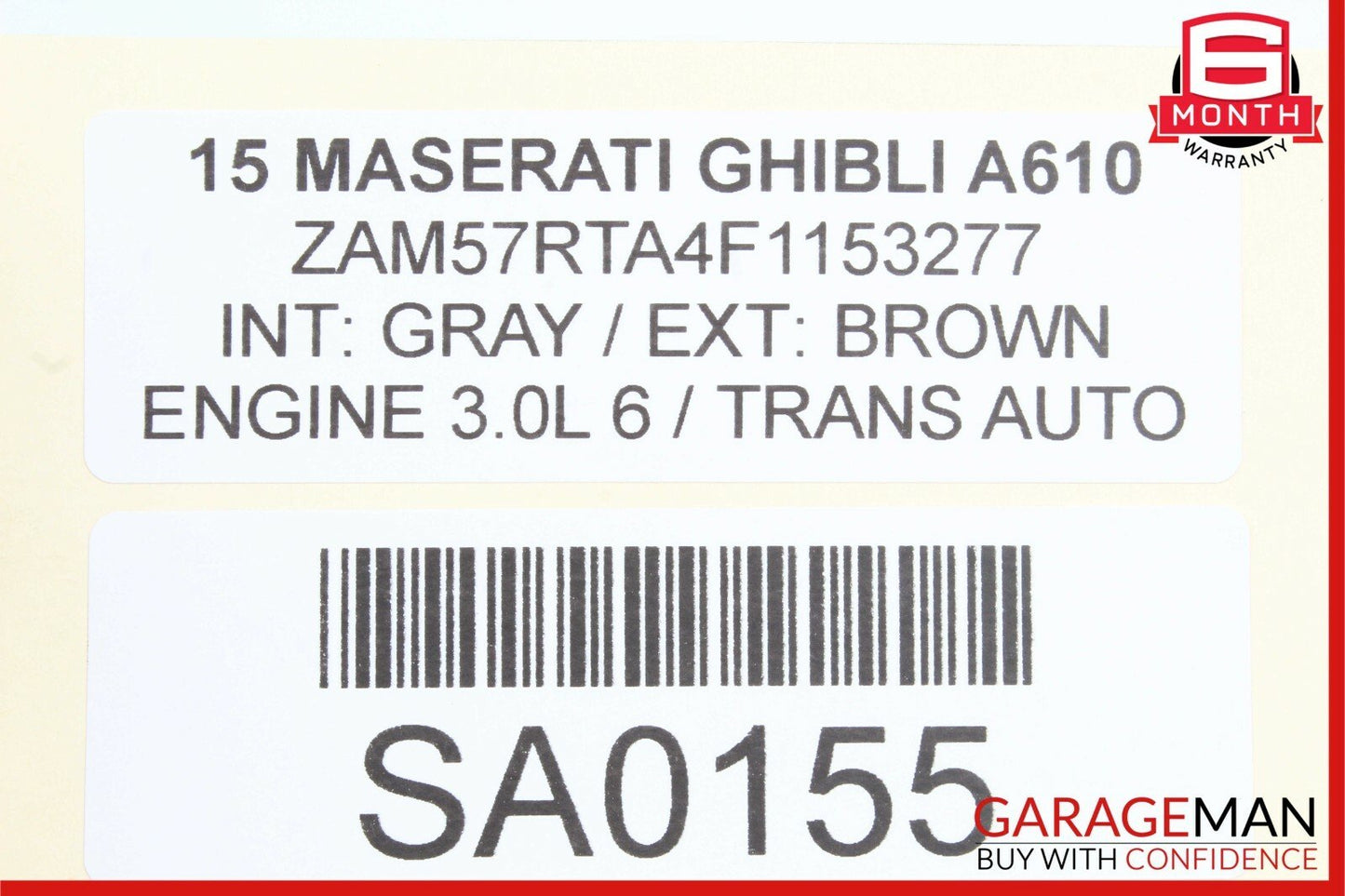14-17 Maserati Ghibli Rear Left Upper Seat Cushion Assembly Leather Brown