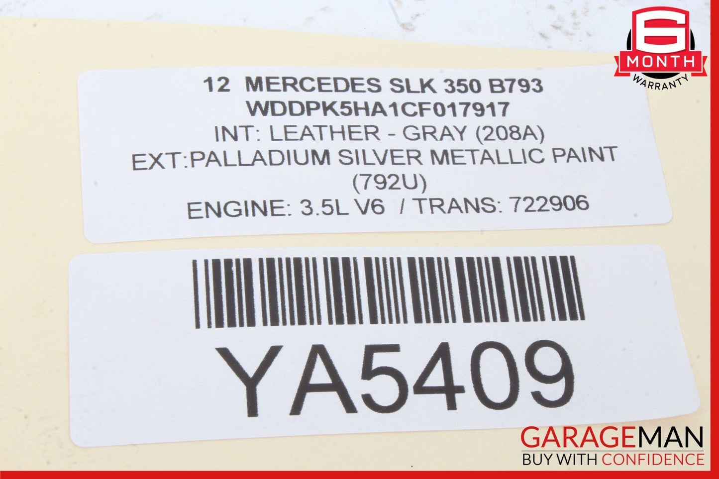 12-16 Mercedes R172 SLK350 Front Right Side Keyless Go Exterior Door Handle