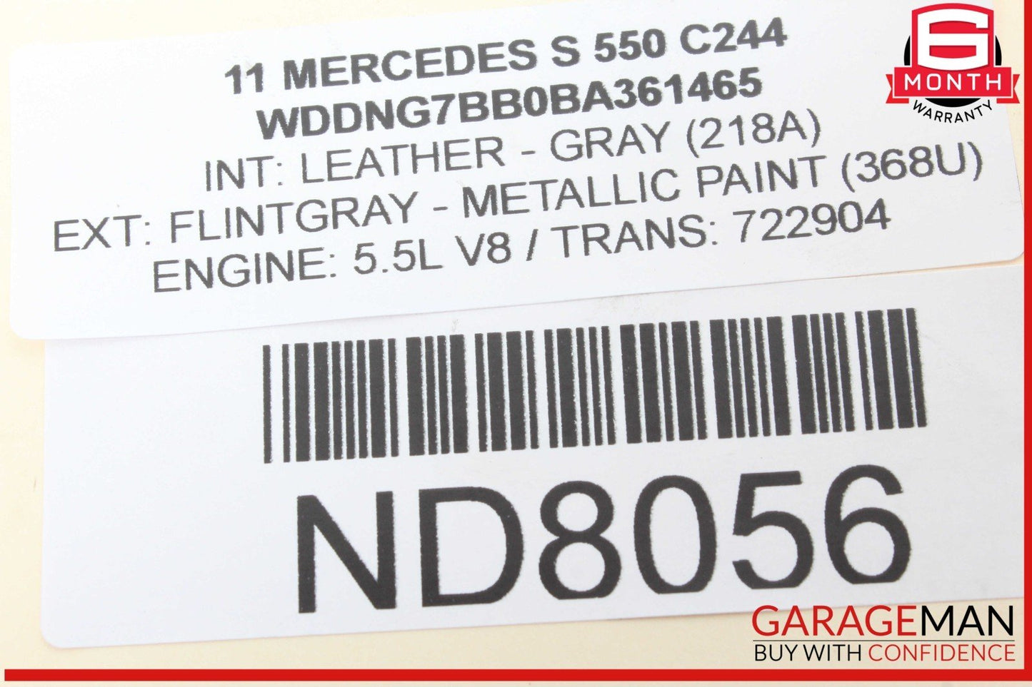 07-13 Mercedes W221 S550 S600 Rear Left Driver Side Window Regulator OEM
