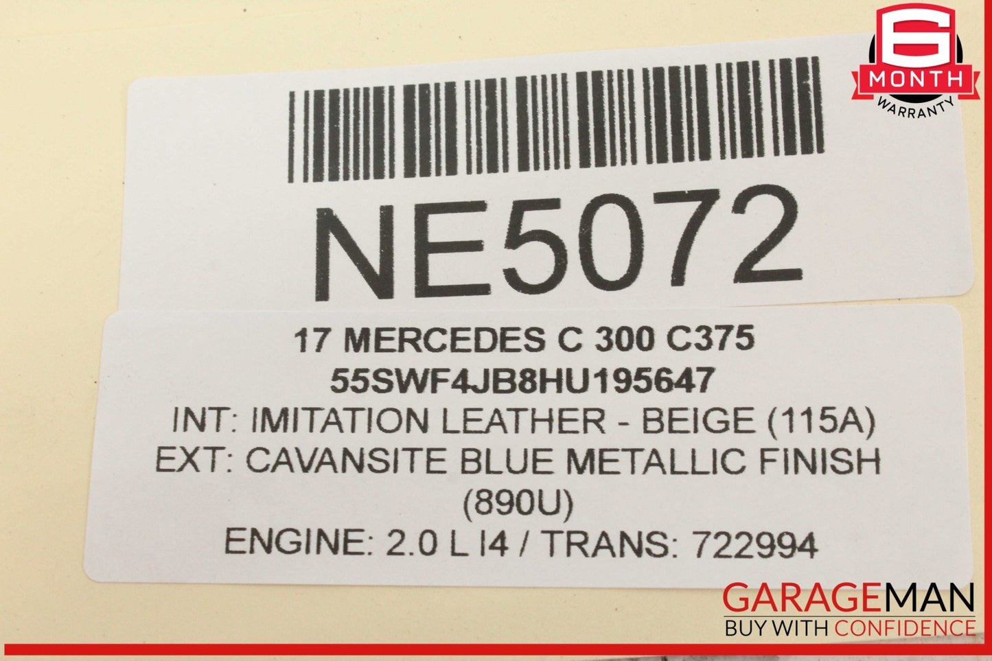 15-20 Mercedes W205 C300 Rear Left Driver Side Exterior Door Handle Blue OEM