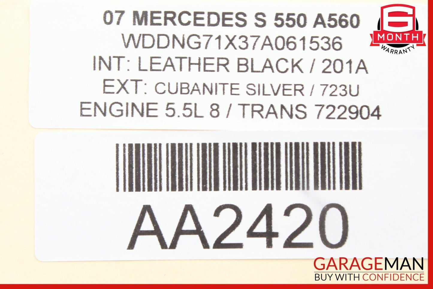 07-14 Mercedes W221 S550 CL550 Right Side Sun Visor Sunvisor Shade Cover Brown