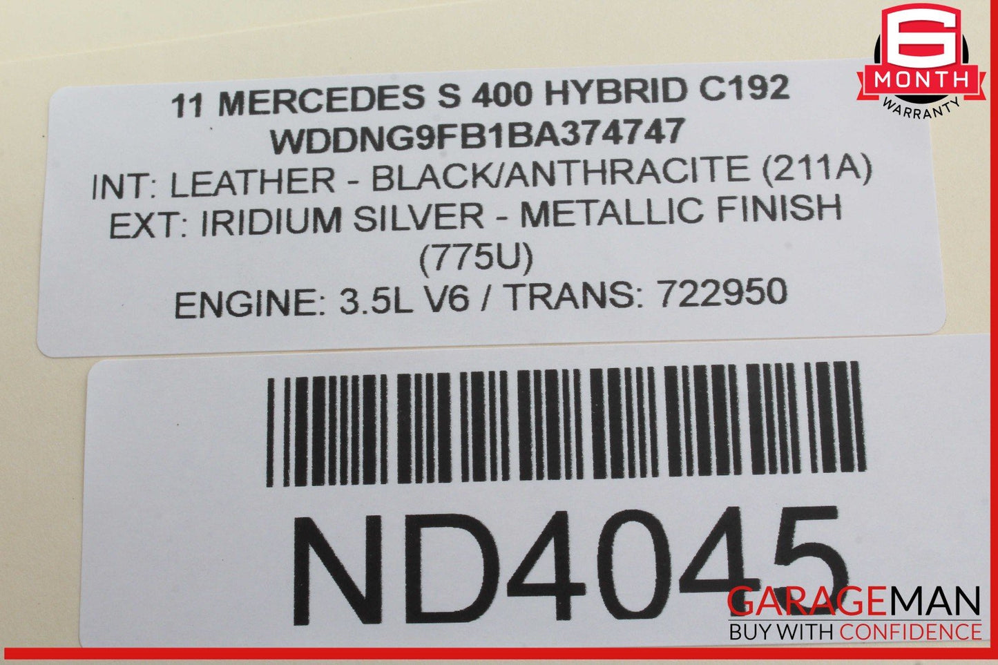 07-13 Mercedes W221 S400 Window Regulator Motor Front Left Side OEM