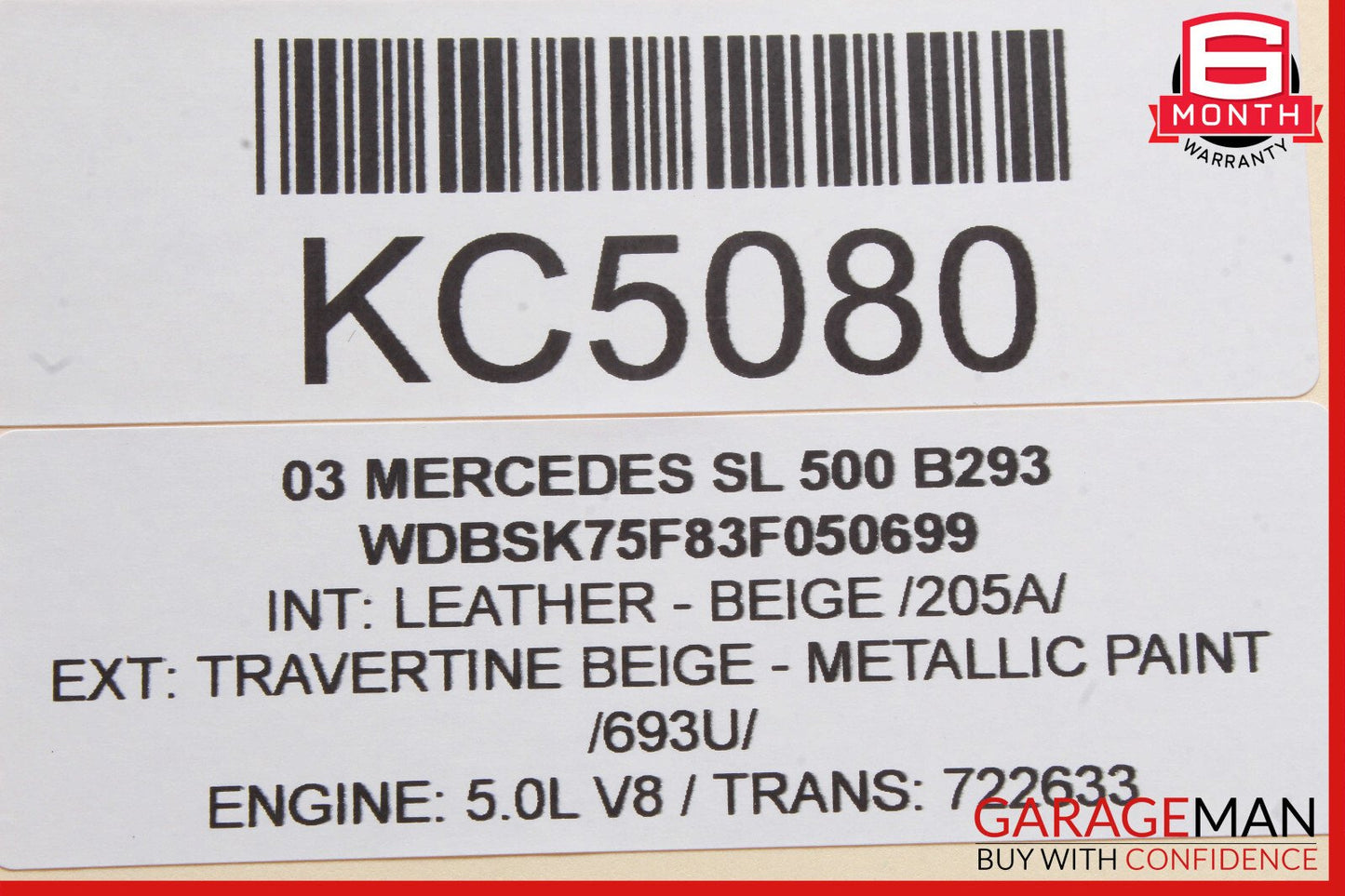 03-06 Mercedes R230 SL500 Front Right Side Exterior Door Handle OEM