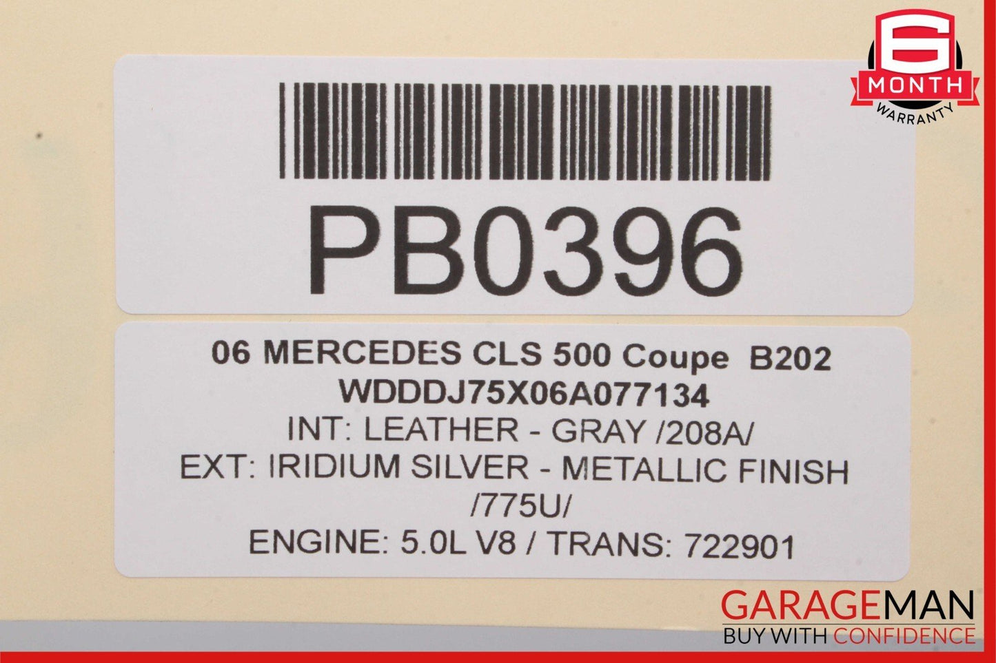 06-11 Mercedes W219 CLS500 Front Left or Right Side Top Upper Seat Cushion Grey