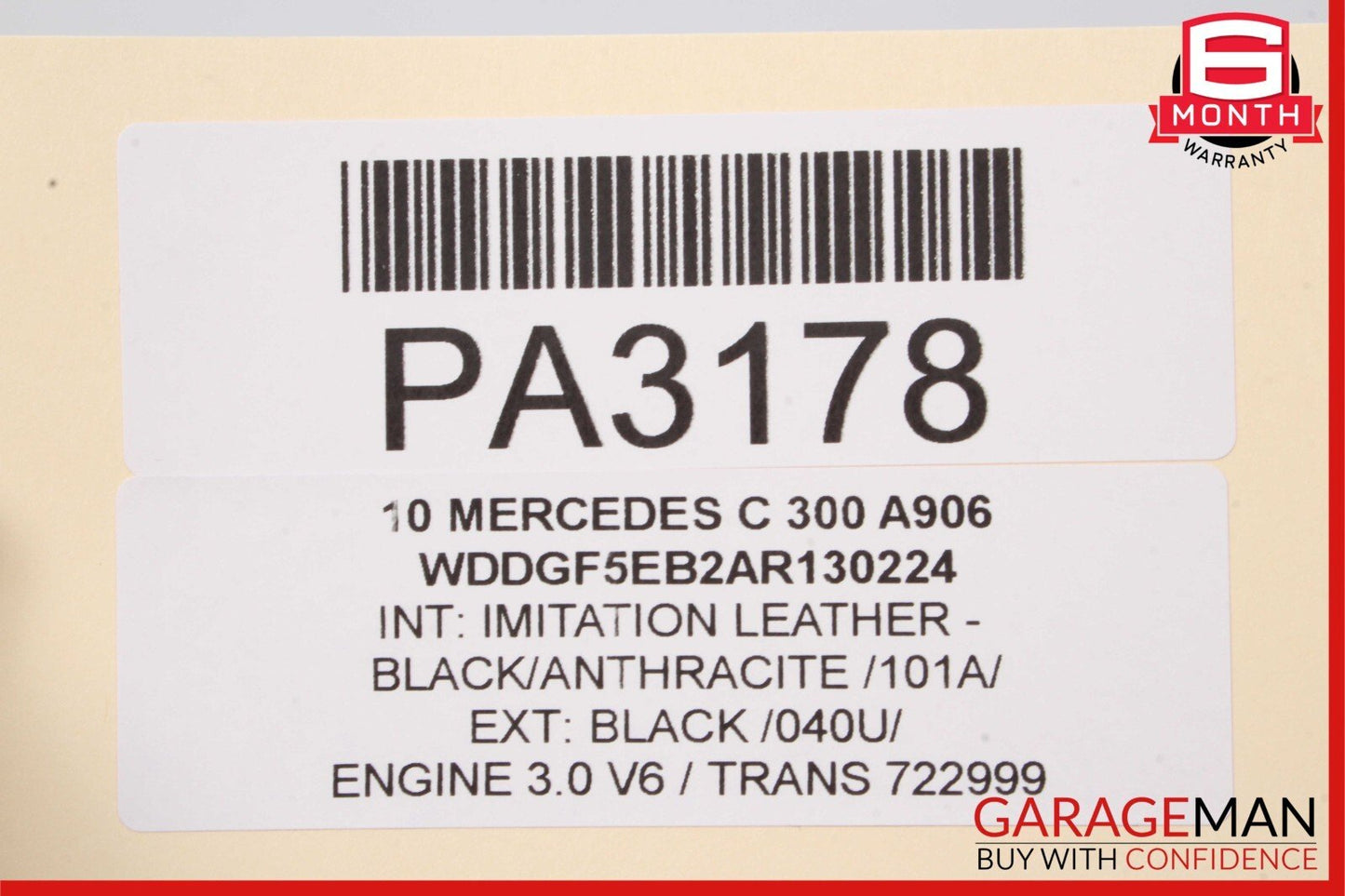 08-14 Mercedes W204 C300 Front Left Driver Side Top Upper Seat Cushion Black OEM