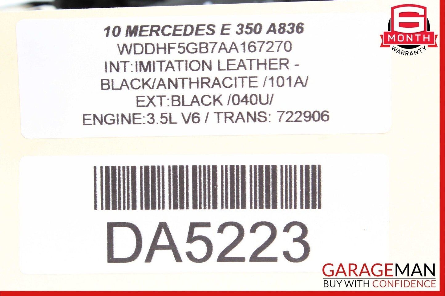 10-13 Mercedes W212 E350 Rear Left Driver Side Exterior Door Handle Black OEM
