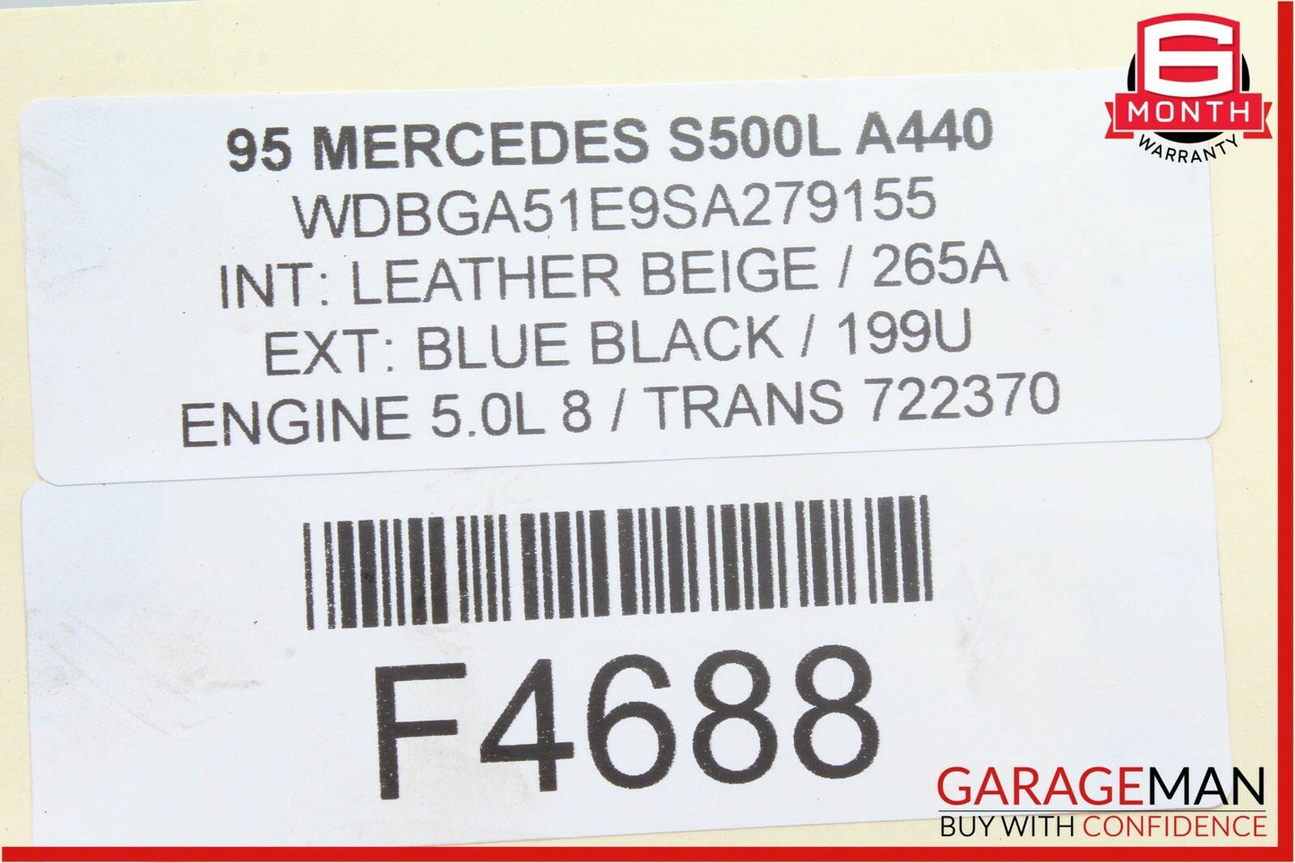 94-99 Mercedes W140 S500 CL500 Left Side Exhaust Manifold Header Pipe OEM