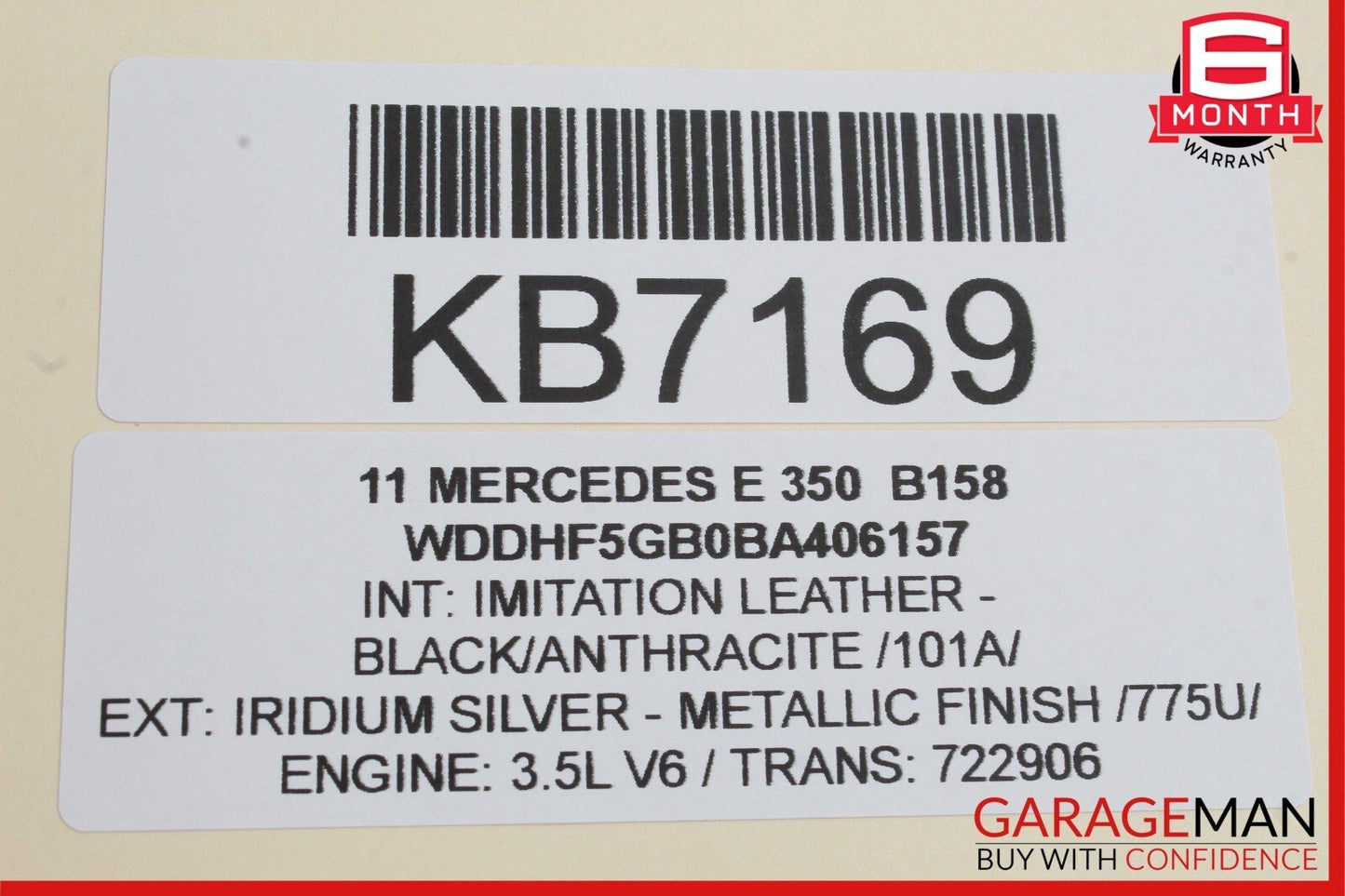 10-16 Mercedes W212 E350 E400 C250 C300 Interior Rear View Mirror Assembly Black