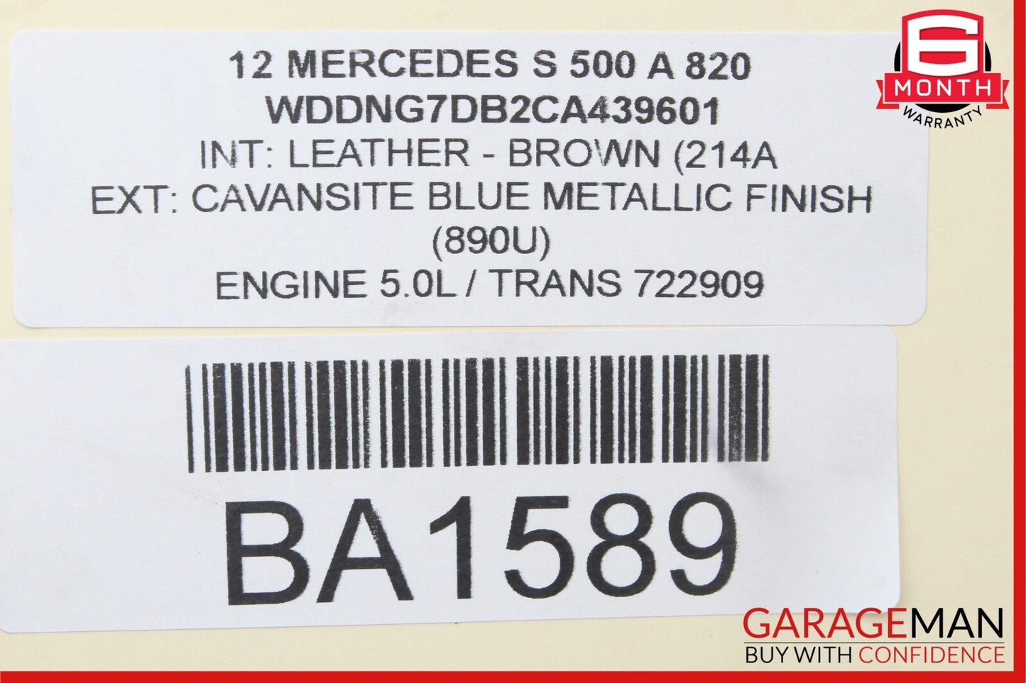 07-13 Mercedes W221 S500 S550 CL550 CL600 Rear View Back Up Cam Camera Assembly