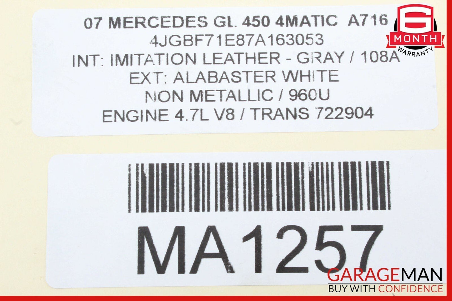 07-12 Mercedes X164 GL450 ML63 AMG Front Left Driver Seat Motor 0390203210 OEM