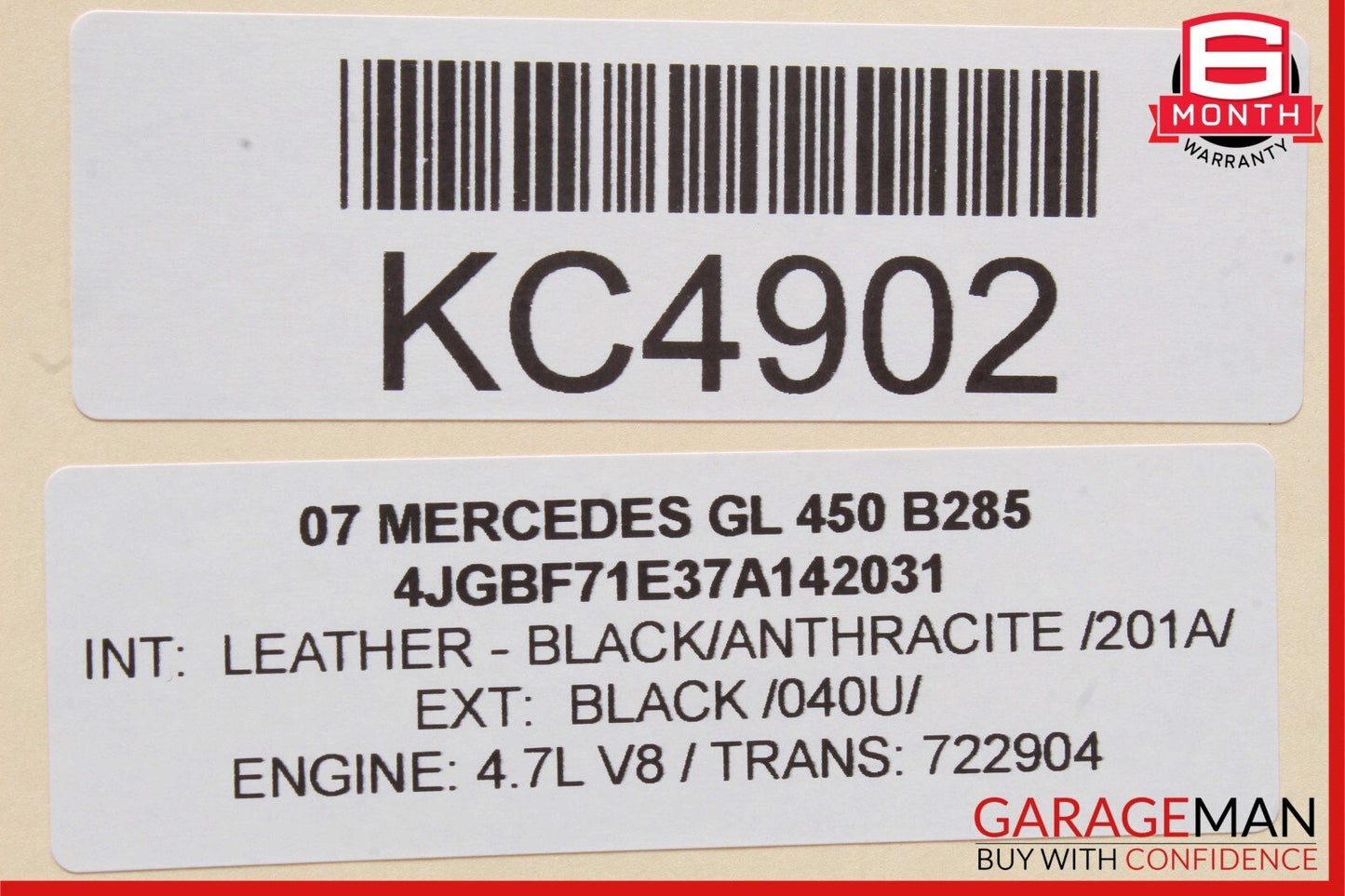 07-09 Mercedes X164 GL320 GL450 Base Front Left Bumper Cover Grille Grill Trim